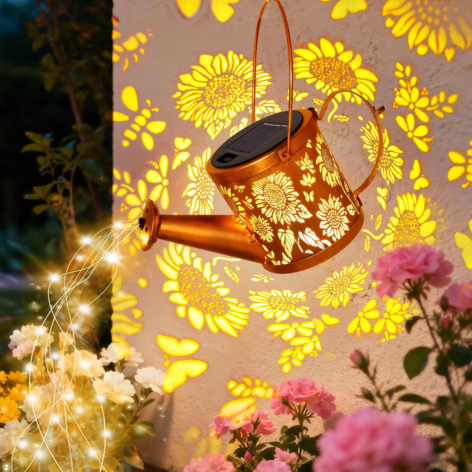 Solar-Gießkannen-Lichter für den Außenbereich, kleine Solar-Hof-Dekorationen, wasserdicht für Gartendekoration, Sonnenblumen-dekorative Terrassenlichter für den Außenbereich, Weg, Rasen, Geschenke für