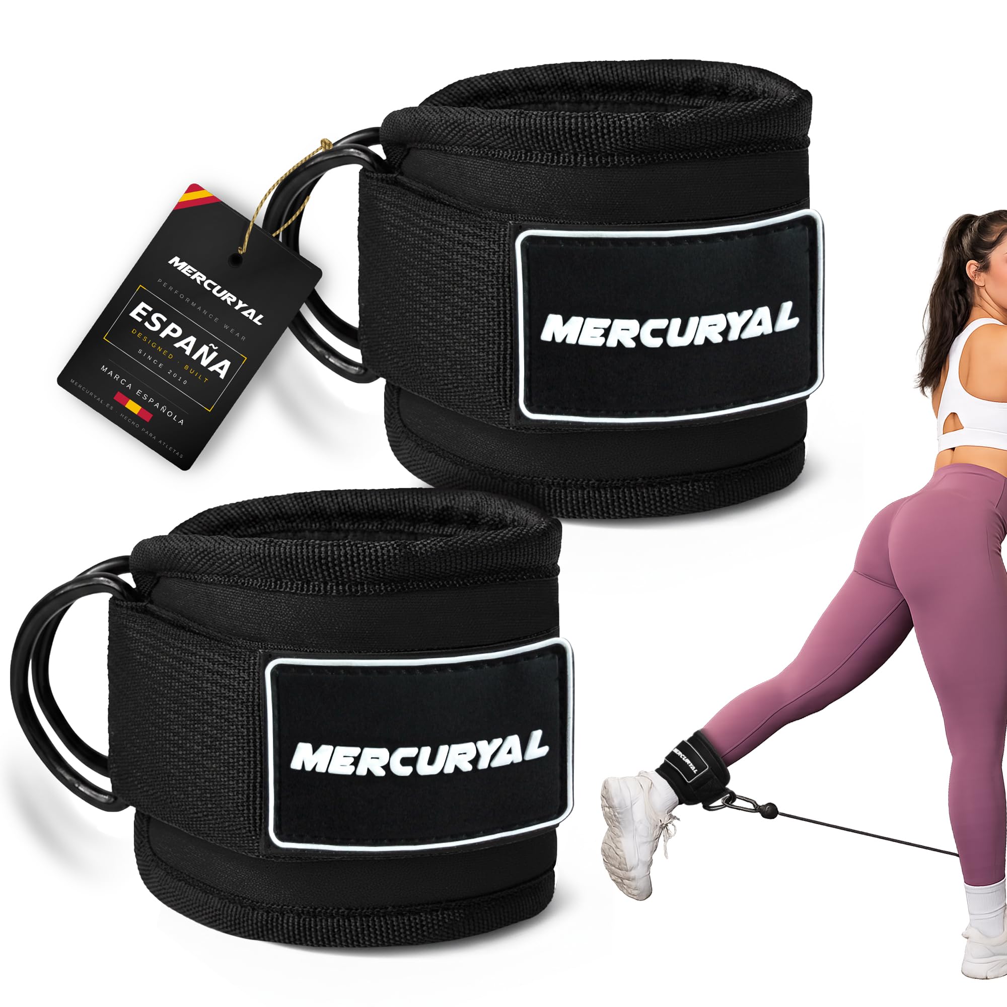 MERCURYAL 2 x Ankle Straps Gym V3 – Ankle Strap for Padded Pulley for Women and Men – Gym Accessories – Ankle Strap for Fitness Cable Machine and Gym (Black)-image-37