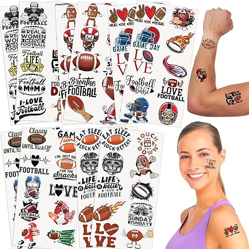 Tatuajes temporales de fútbol 100 tatuajes temporales para el día del partido Tatuajes de fiesta de fútbol Accesorios para fiestas de juegos