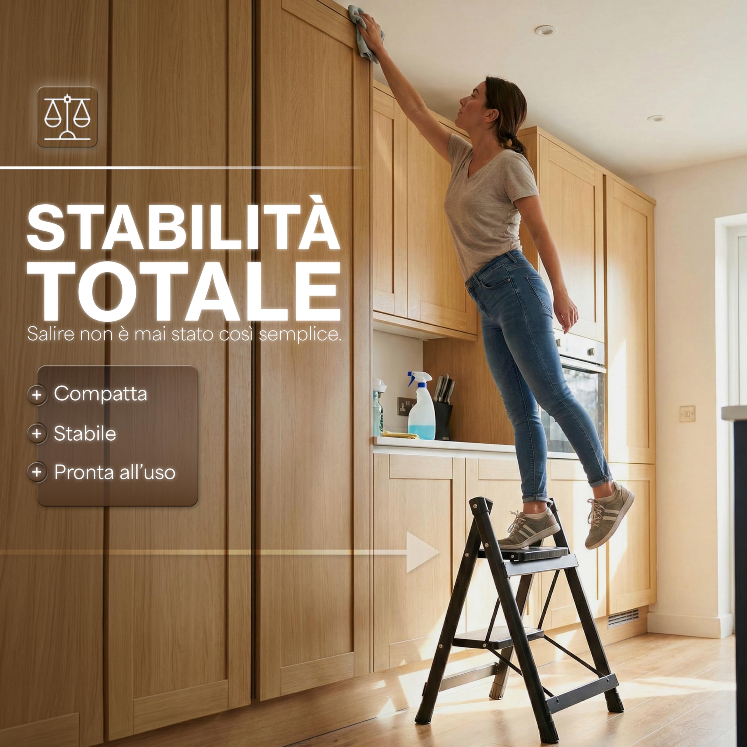 Sgabello Pieghevole in Acciaio al Carbonio e PP Rinforzato – Portata fino a 500 kg – Superficie Antiscivolo e Design Salvaspazio