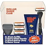 Dollar Shave Club | The Member Exclusive Shave Set | 4 Extra Close Refill Cartridges, 1 Handle (Black), 1 Shave Butter 3 ounce, 1 Razor Cover, Razors for Men
