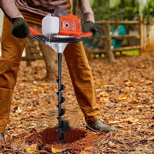 Miniatura 2 de Excavadora de agujeros de 71CC de alta resistencia a gas con 3 brocas en espiral de taladro de tierra y barra de extensión de 12 pulgadas para