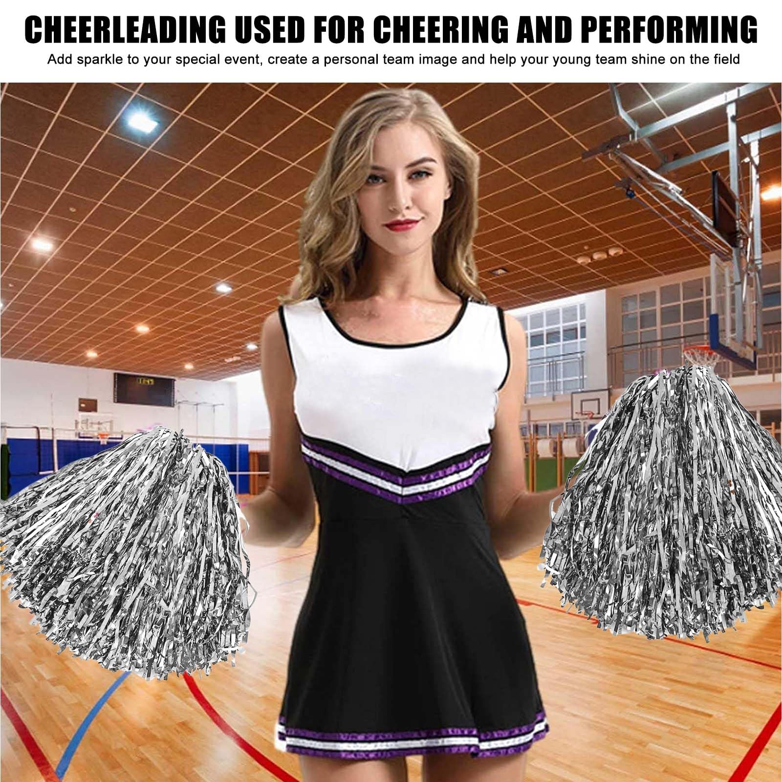 Pompon Da Cheerleading - Set Di 12 Pom Pom Con Manico, Multicolore, Per Sport, Danza E Eventi - Foto 6