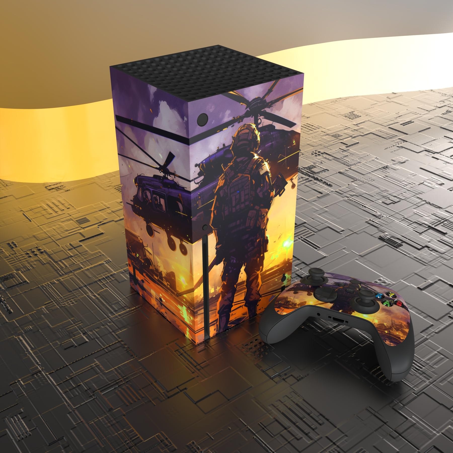 PlayVital Adesivo Skin per Xbox Series X Console&Controller,Sticker Decal Cover Vinile per Xbox Series X-Rompere l'Alba