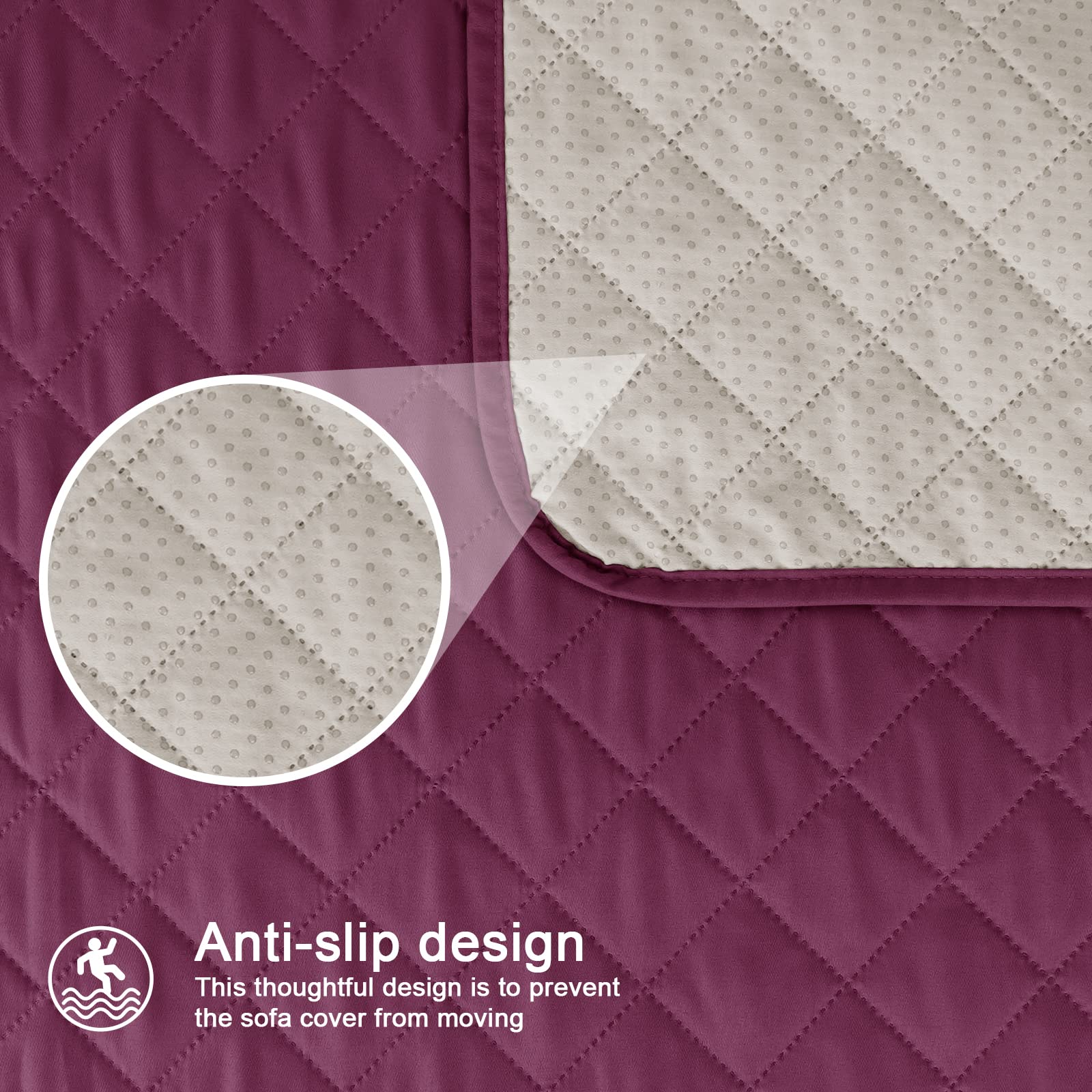 TAOCOCO Copridivano Poltrona Impermeabile Divano Protector Slipcovers (Borgogna, 3 Posti)