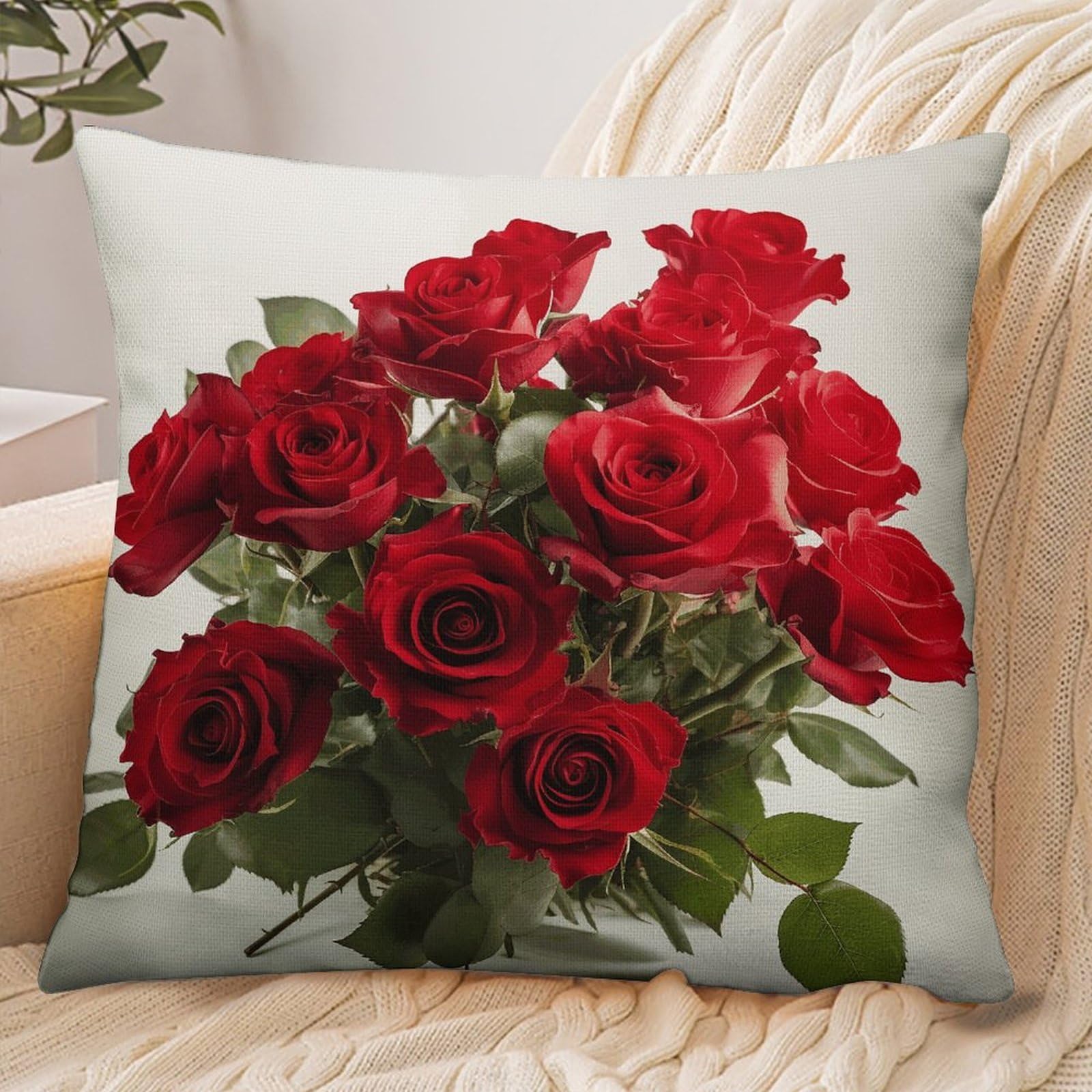 Fekiloot Style Fresh Red Roses Pillowcase Pillow Sham Pillow Case