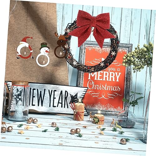 Miniatura 9 de NOLITOY 1 lazo de Navidad dorado con mariposa roja para decoración de regalo de fiesta de Navidad, lazos de regalo para árbol de Navidad, adornos de