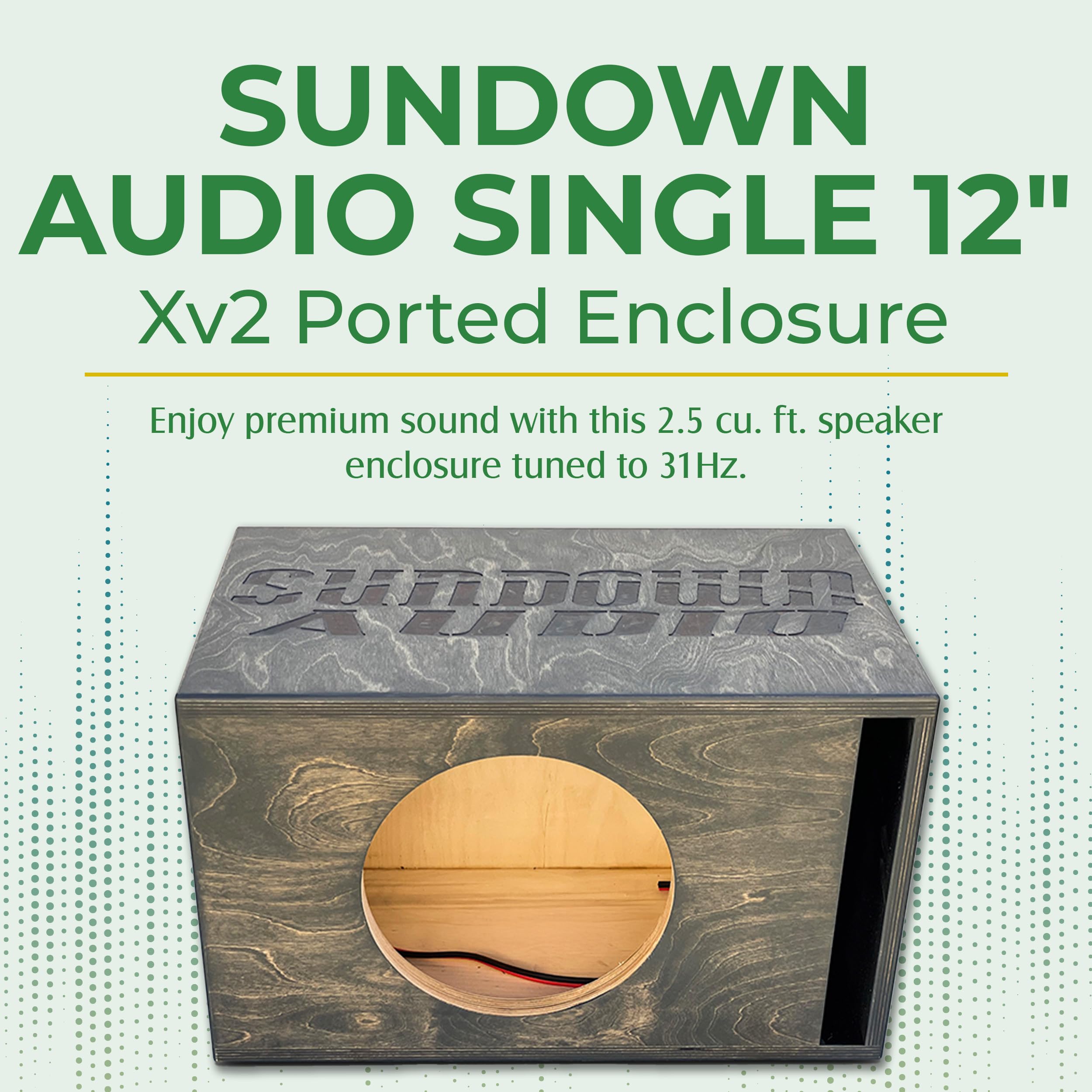 Adire Sundown Xv2 Custom Subwoofer Enclosure – Single 12 Inch Subwoofer Box Ported – 2.5 Cu Ft, 31Hz Tuned, Baltic Birch, Pre-Wired 10ga OFC – Gray Stained Finish USA Made Speaker Box
