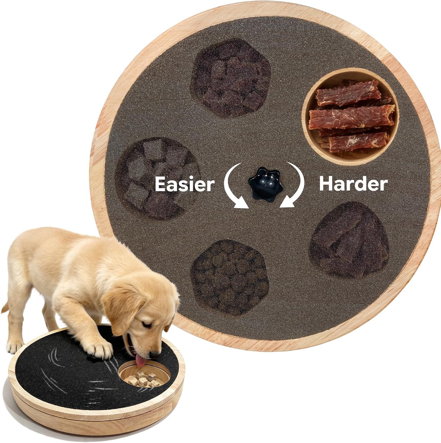 Dog Nail Scratch Board with Treat Box, Adjustable Dog Nail File Board with Built-in Snack Reward System & Slow Feeder, Dogs Scratching Board for Dogs Claw Care, Activity Pad for All Breeds-Black