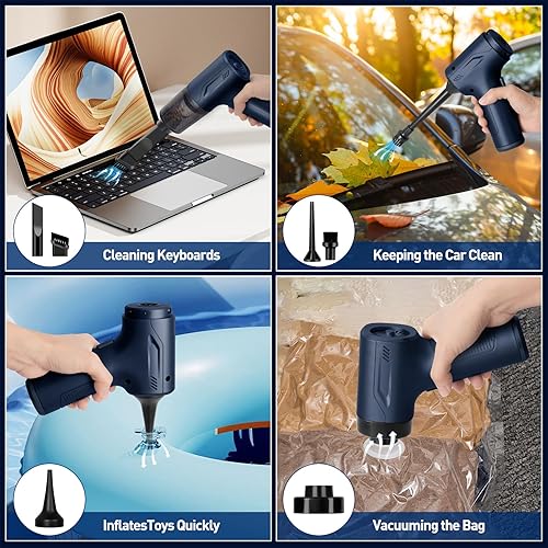 Miniatura 6 de Aspirador de mano inalámbrico para automóvil, de alta potencia, sin escobillas, 20000 PA, mini aspiradora de mano con 8 boquillas multifuncionales y