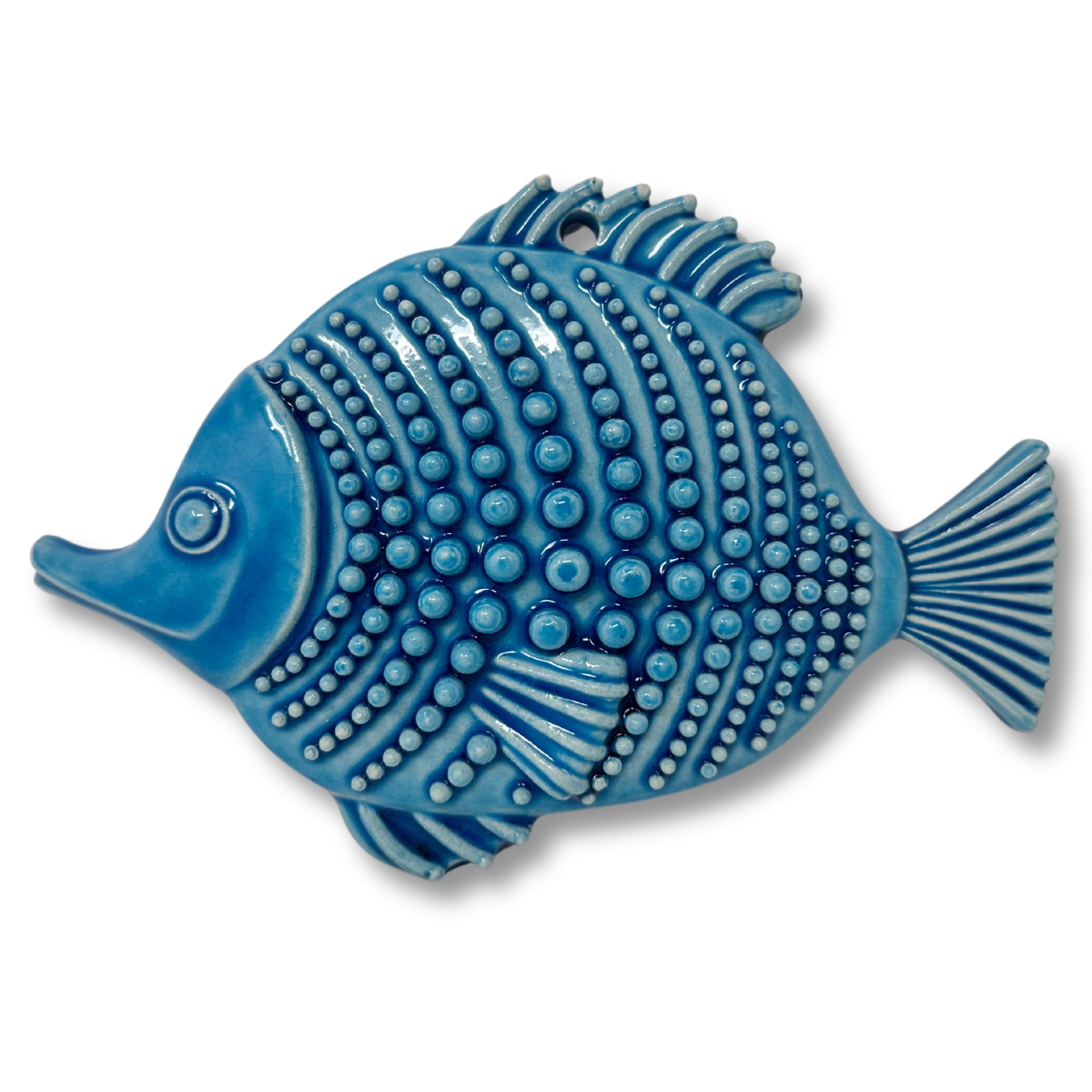 Toocook Animali marini in ceramica naturale o smaltata per Decorazione Murale e Arredo Casa, Realizzati Artigianalmente, Idea Regalo Made in Italy (Pesce Blu)