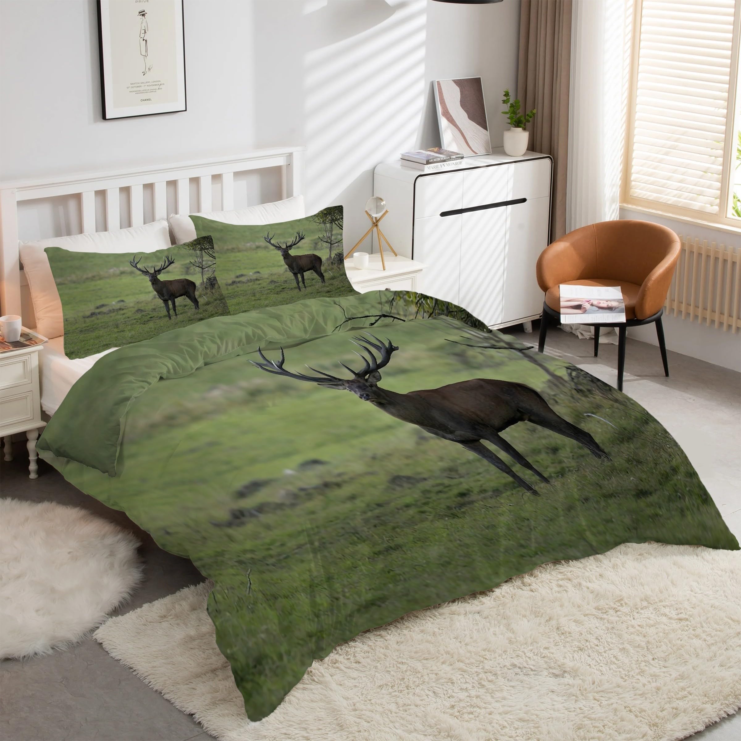 Housse couette cerf élaphe 240x260 cm pour créer une ambiance chalet en automne