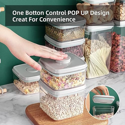 Miniatura 9 de Recipientes herméticos apilables con tapas, almacenamiento hermético de alimentos, recipientes de almacenamiento de despensa de cocina para