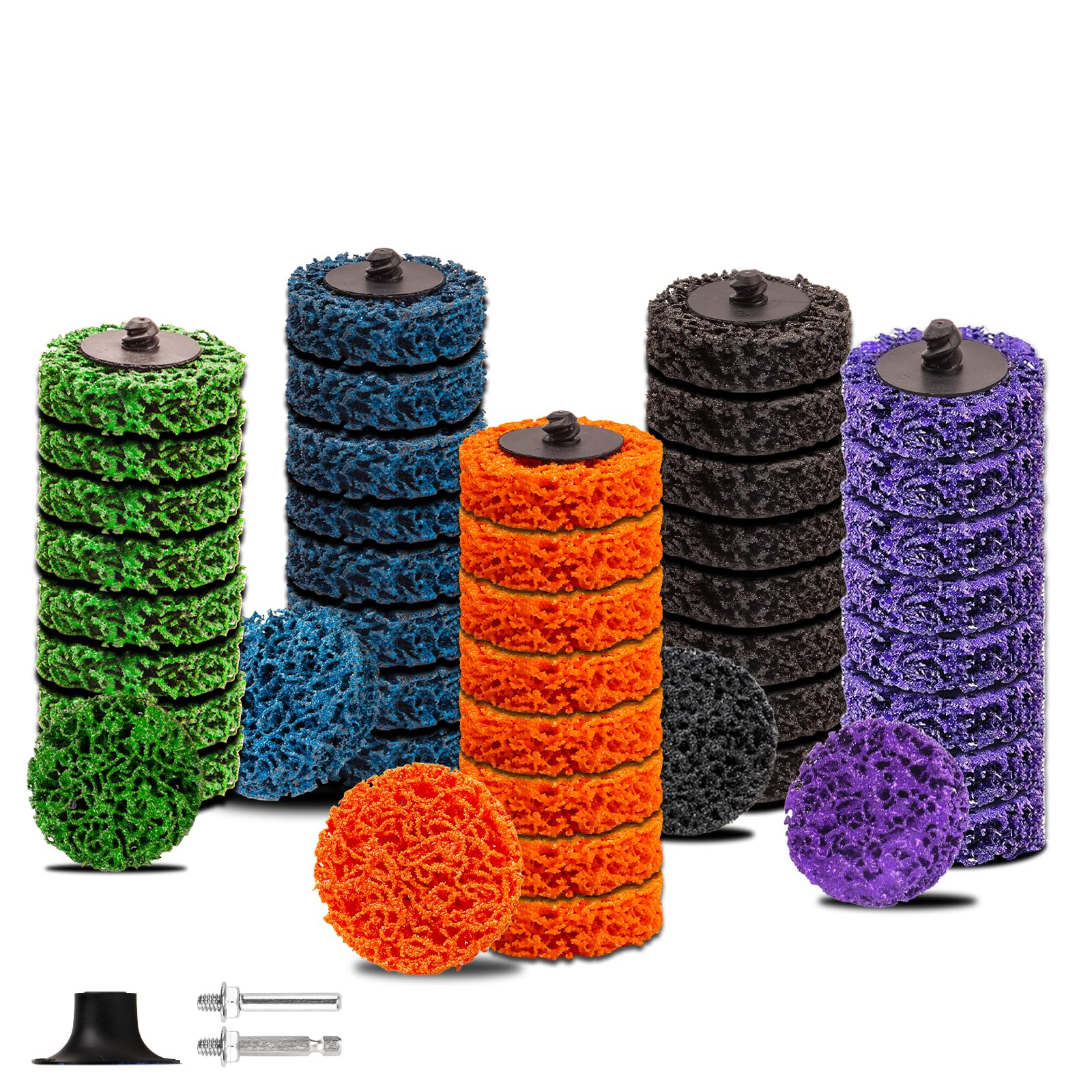 46 PCS 2 Inch Quick Change Strip Discs Multi-Color Kit - Paint & Rust Removal Wheel for Die Grinder/Drill with 1/4" Roll Lock Holder - Surface Prep & Conditioning