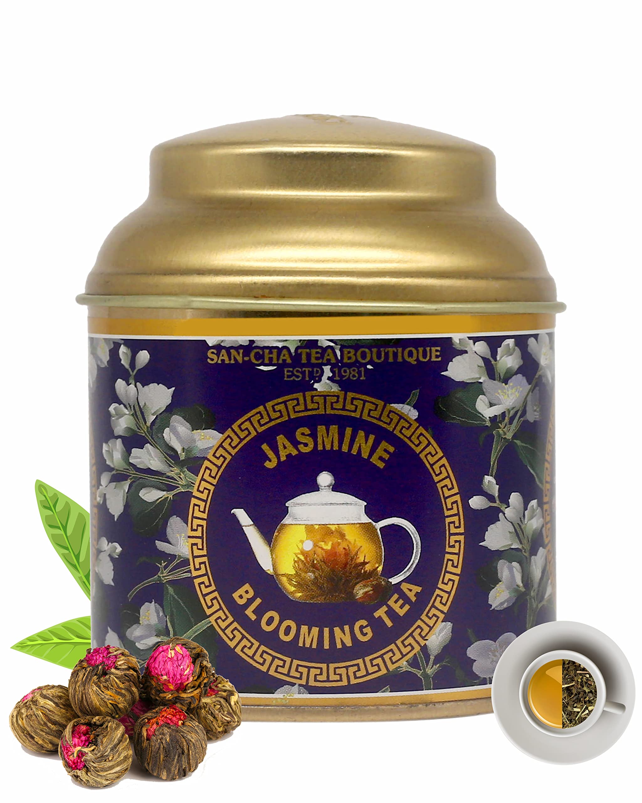 Sancha Tea Boutique, Jasmine Blooming Tea, Hand Woven Leaves, Ornamental Flowering Tisane, Real Flower Tea - Image 6 thumbnail