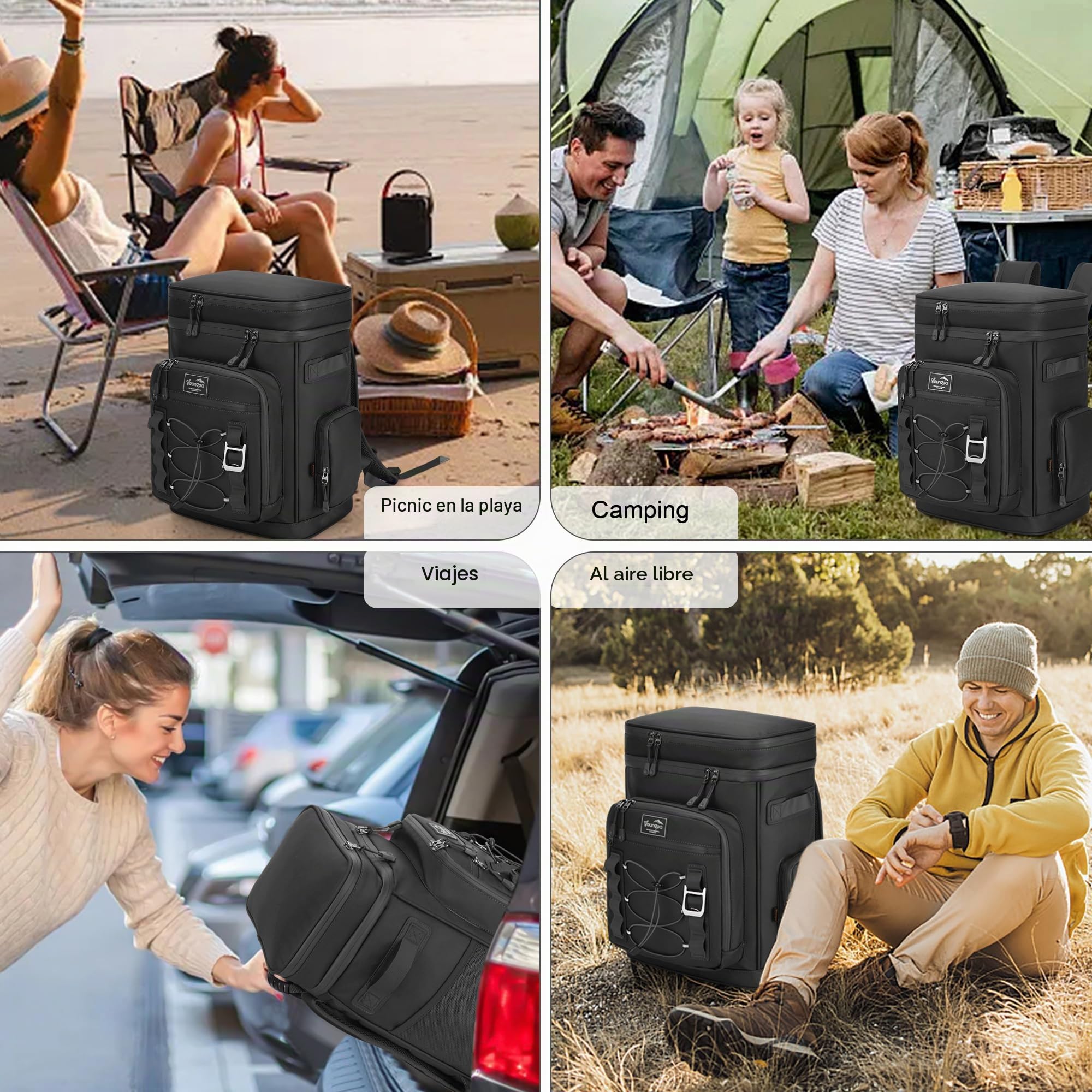 Mochila Nevera Isotermica, 30L Grande Bolsa Termica Impermeable para Picnic, Playa, Camping, Barbacoa, Negro