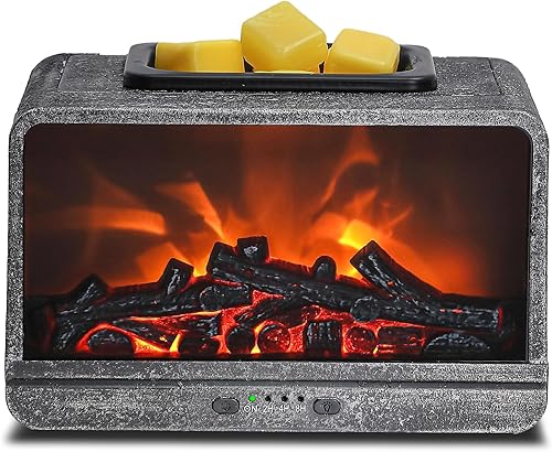 MeplLivs Calentador eléctrico de cera con llama dinámica para chimenea, placa calefactora PTC, quemador de cera monocromática, calentador de cera