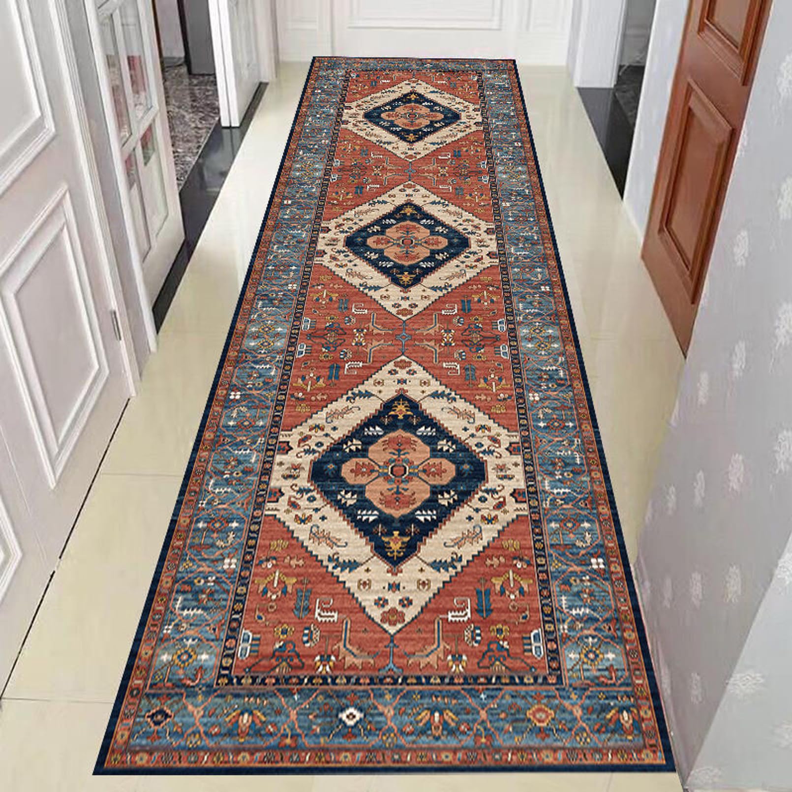 Tapis de couloir AZMANI 1.4m x 1.5m, revêtement de sol antidérapant pour cuisine et salon