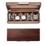 Shanik Wooden Watch Box for Men – 5 Slot Storage Case with Velvet Pillows&comma; Natural Acacia Wood Organizer for Large Watches&comma; Luxury Gift for Him