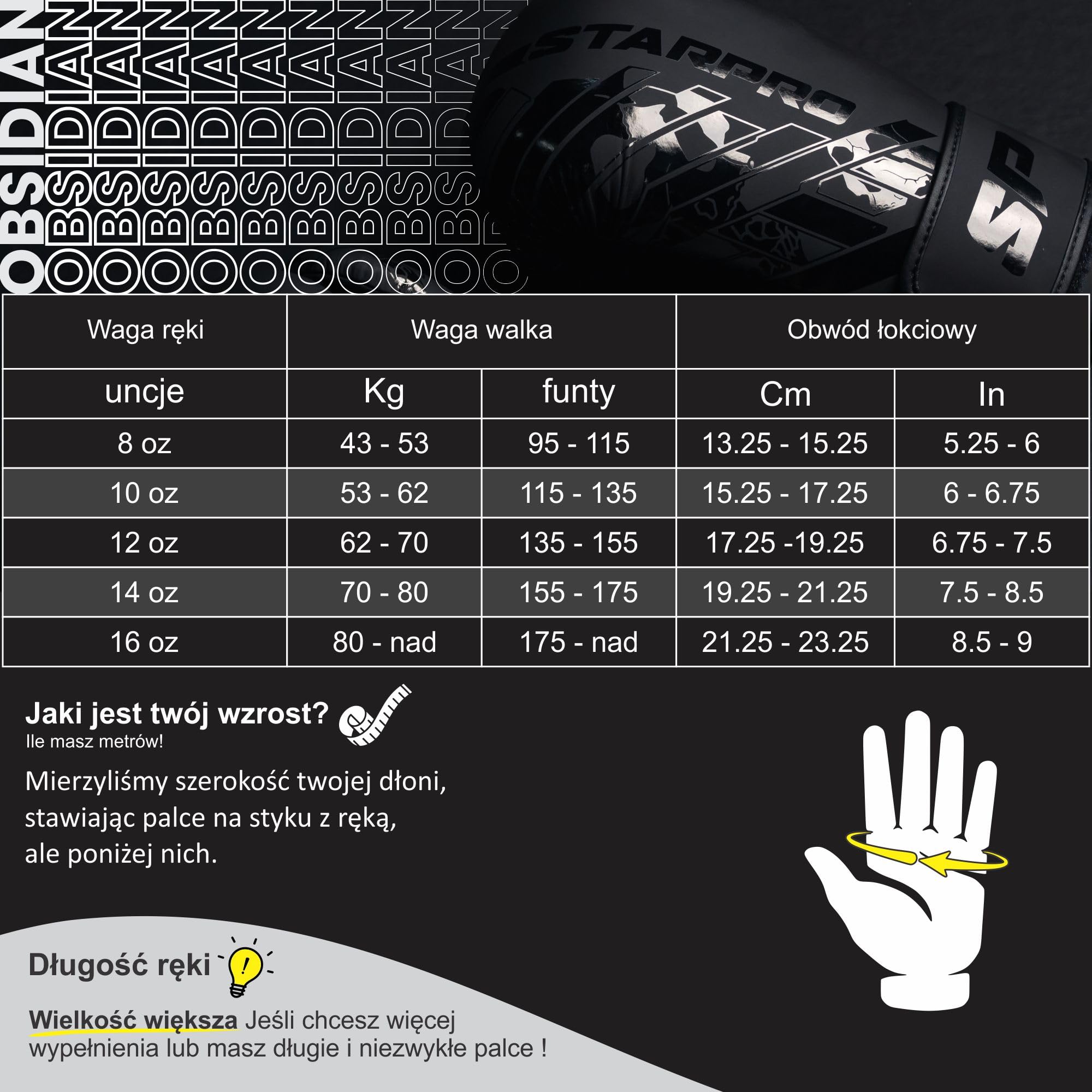 Rękawice bokserskie Starpro Obsidian Matte Black – Fuax Leather – Rękawice treningowe, sparingowe i kickboxingowe dla mężczyzn i kobiet – 8 uncji 10 uncji 12 uncji 14 uncji 16