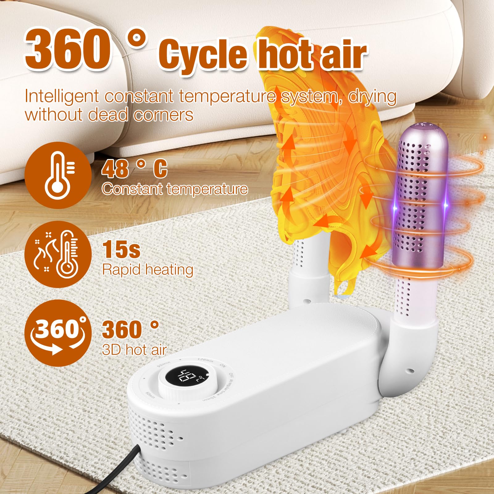 Asciugascarpe Elettrico Portatile - Riscalda, Asciuga E Disinfetta Scarpe, Stivali E Calzini In 360° - Foto 2