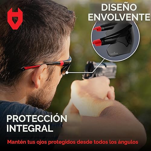 Miniatura 7 de NoCry Gafas de sol de seguridad para el trabajo y los deportes con lentes envolventes tintadas verdes resistentes a los arañazos y agarres