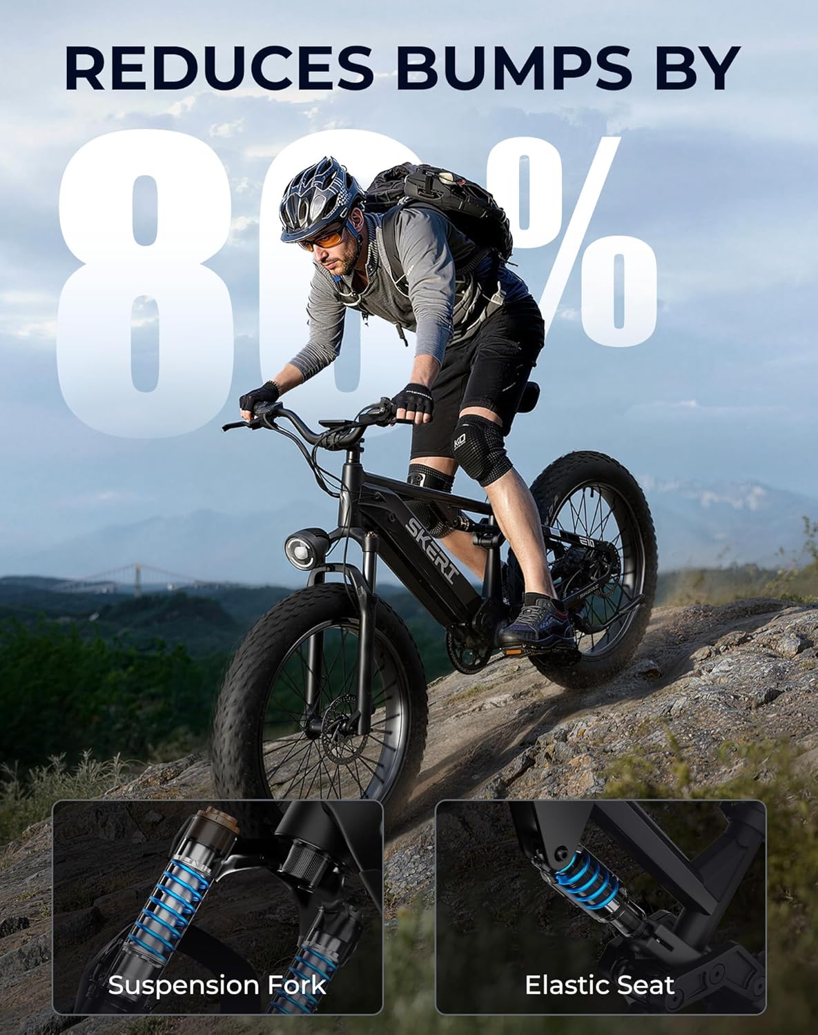 Skeri Electric Bike for Adults, 1000W Motor 28MPH All-Terrain Ebike, 48V 20AH Battery 85 Miles Long Range, 26" Fat Tire Full Suspension Mountain E-Bike, Aluminum Alloy Frame