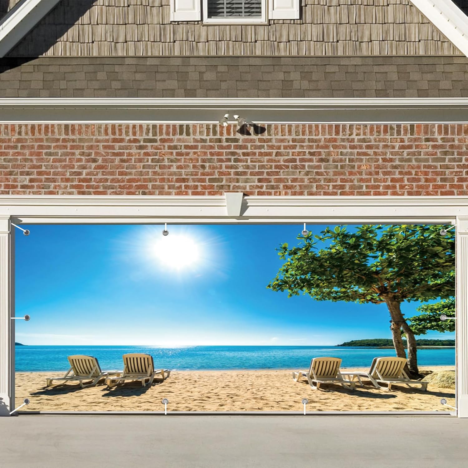 CSFOTO 6x13ft Summer Beach Garage Door Decorative Banner
