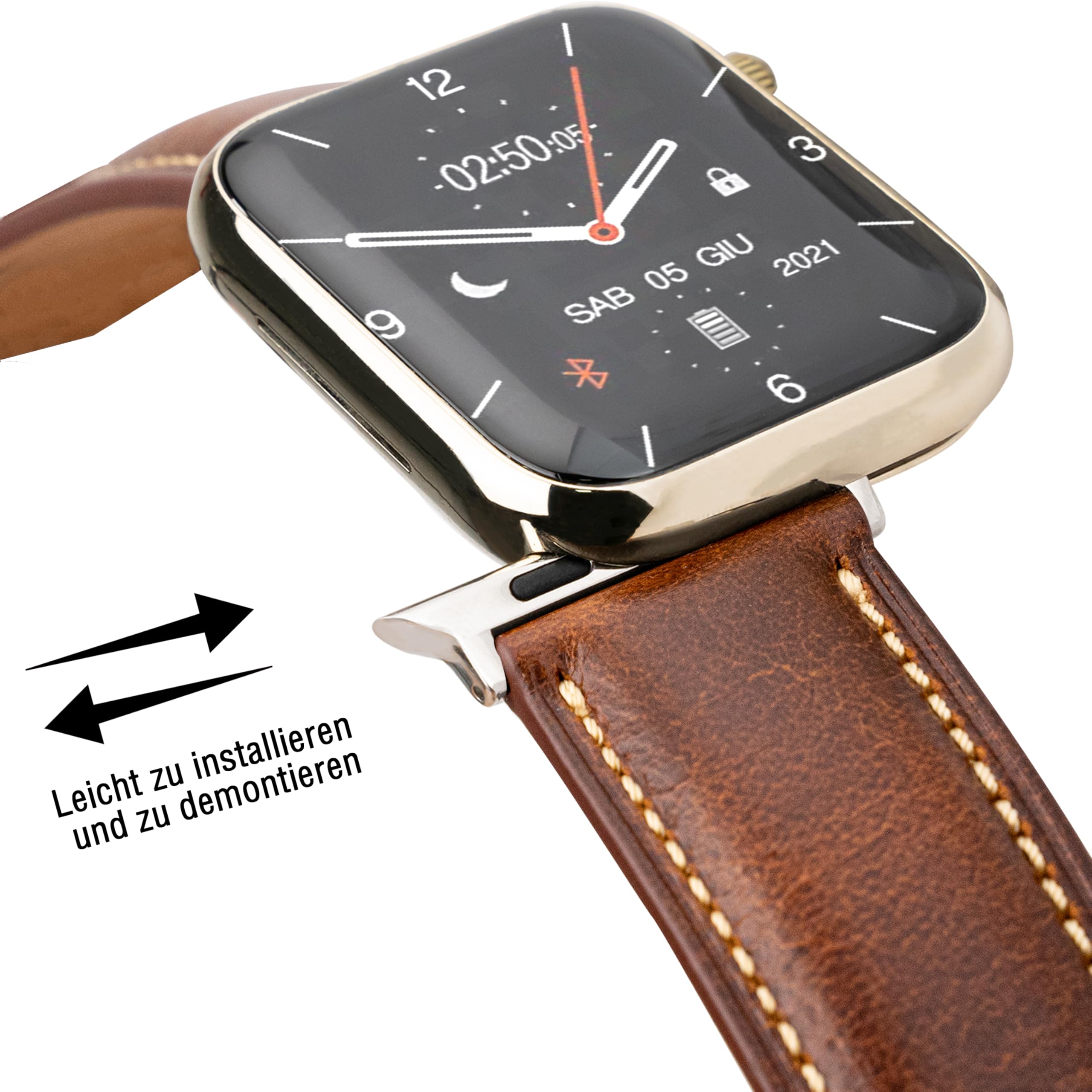 Vintage Leather Bands Compatible with Apple Watch Band 38 40 41 42 44 45 49mm,Wax Oil-tanned Leather Strap for Women iWatch Series 9/8/7/6/5/4/3/2/1 SE SE2 SE3 (Tan - Image 4