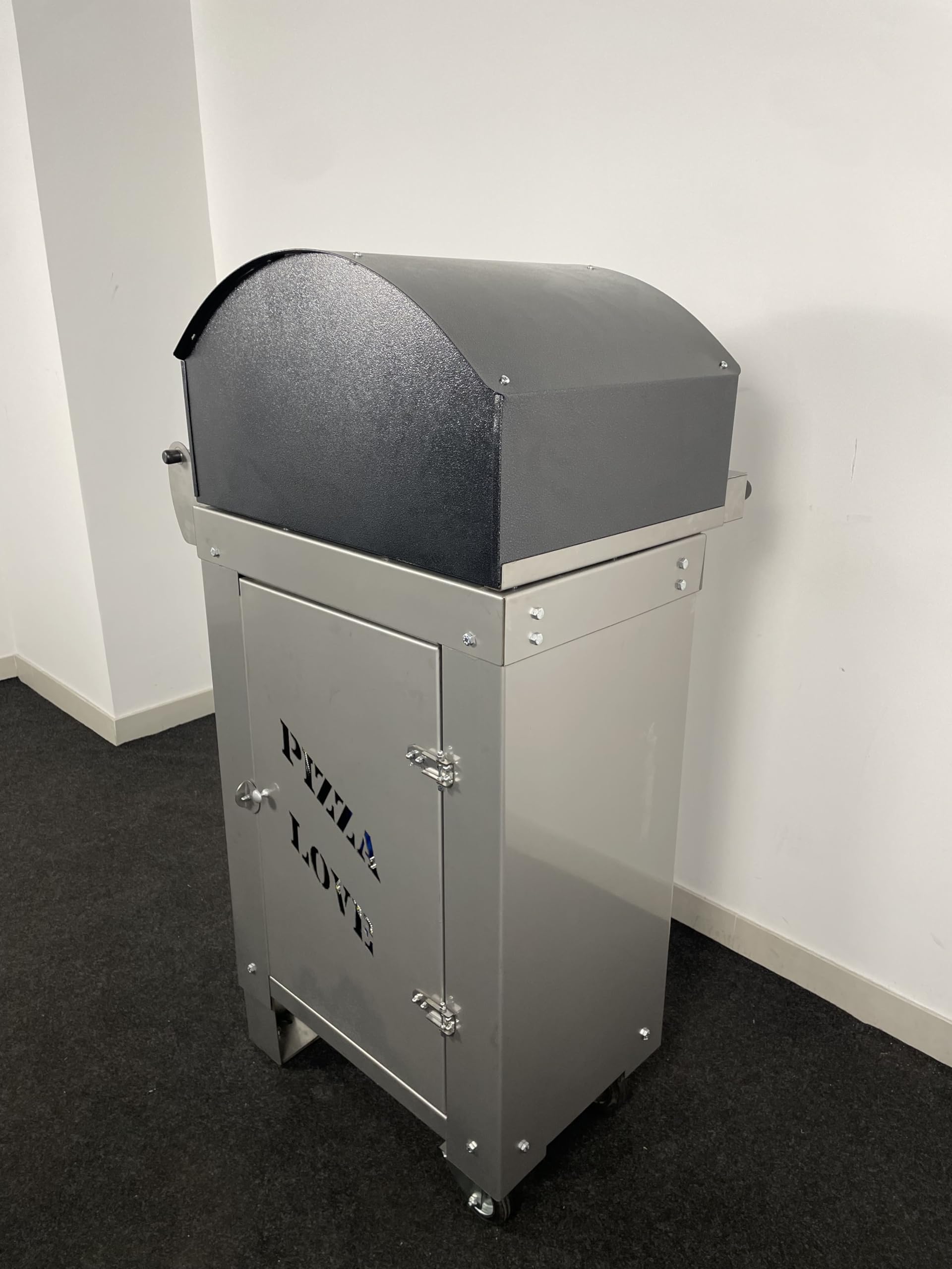 Forno pizza ibrido gas e/o legna da esterno Alfonsino – Forno pizza in acciaio inox AISI 304 con biscotto refrattario 40x40 cm, 500°C, cottura diretta a fiamma viva, Personalizzabile, con carrello
