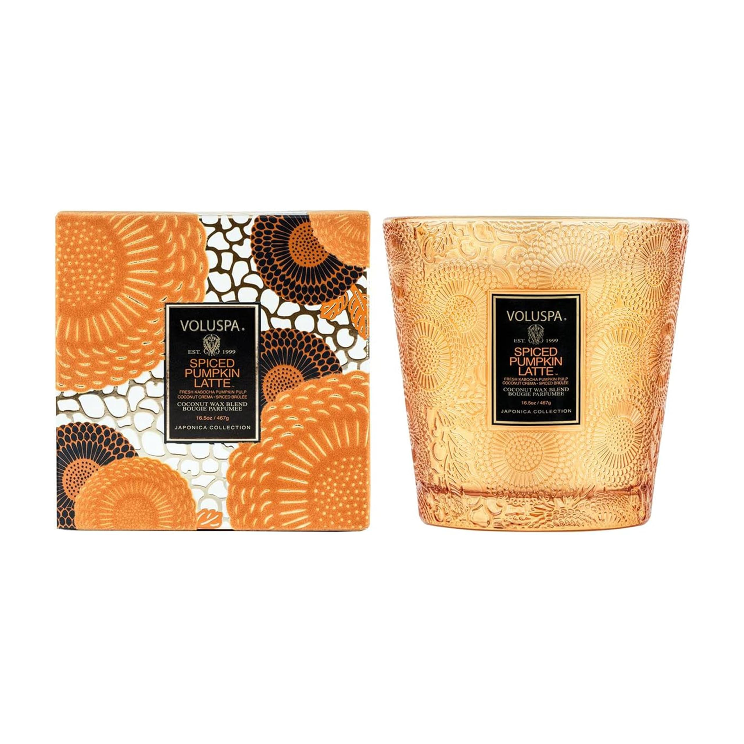 Spiced Pumpkin Latte, 2 Wick Boxed Hearth Candle, 16.5 Ounce, 60 Hour Burn Time, Coconut Wax for Clean Burning, Handcrafted in The USA