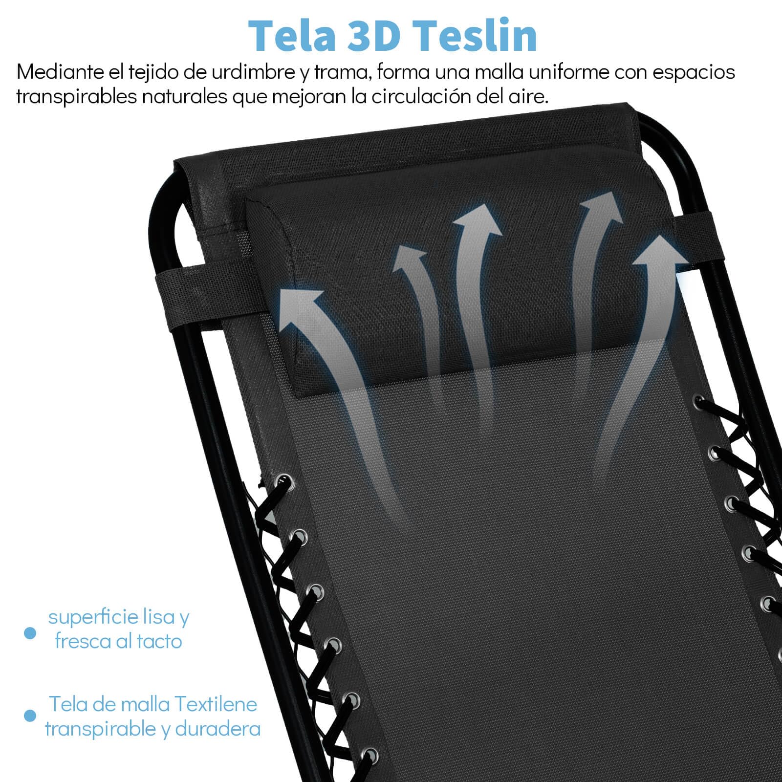 Tumbonas Plegables,Tumbonas Jardin Exterior Silla de Playas con Portavasos y Reposacabezas,Silla de Playa Ajustable para Jardín,Playa,Piscina,Terraza,Carga de 150 KG (Negro 1 Tumbonas)