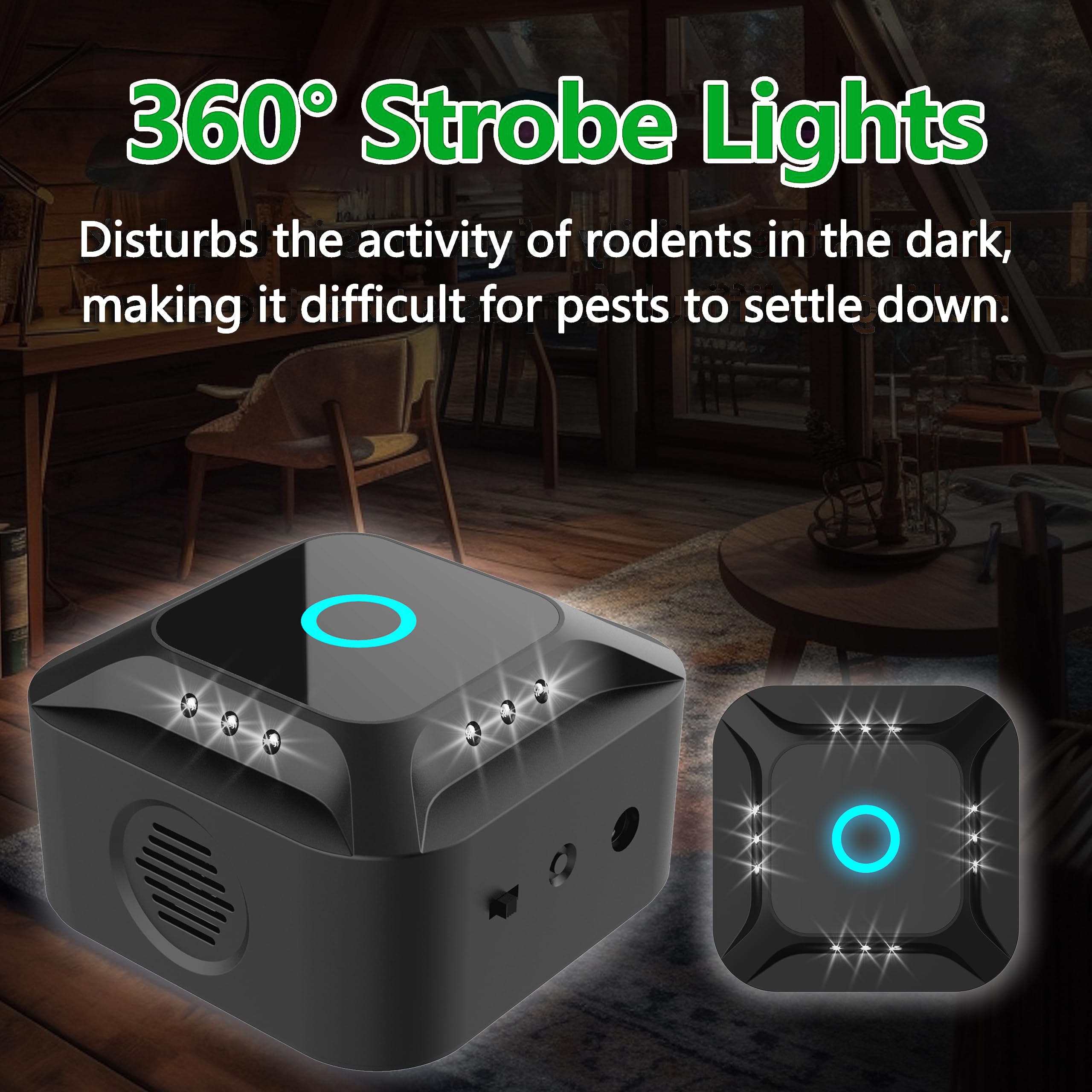 Ultrasons pour Rats, répulsif à ultrasons pour Souris, ultrasons 360 ° avec lumière LED répulsif à ultrasons pour Souris rongeurs parasit Rats araignées Papillons Fourmis
