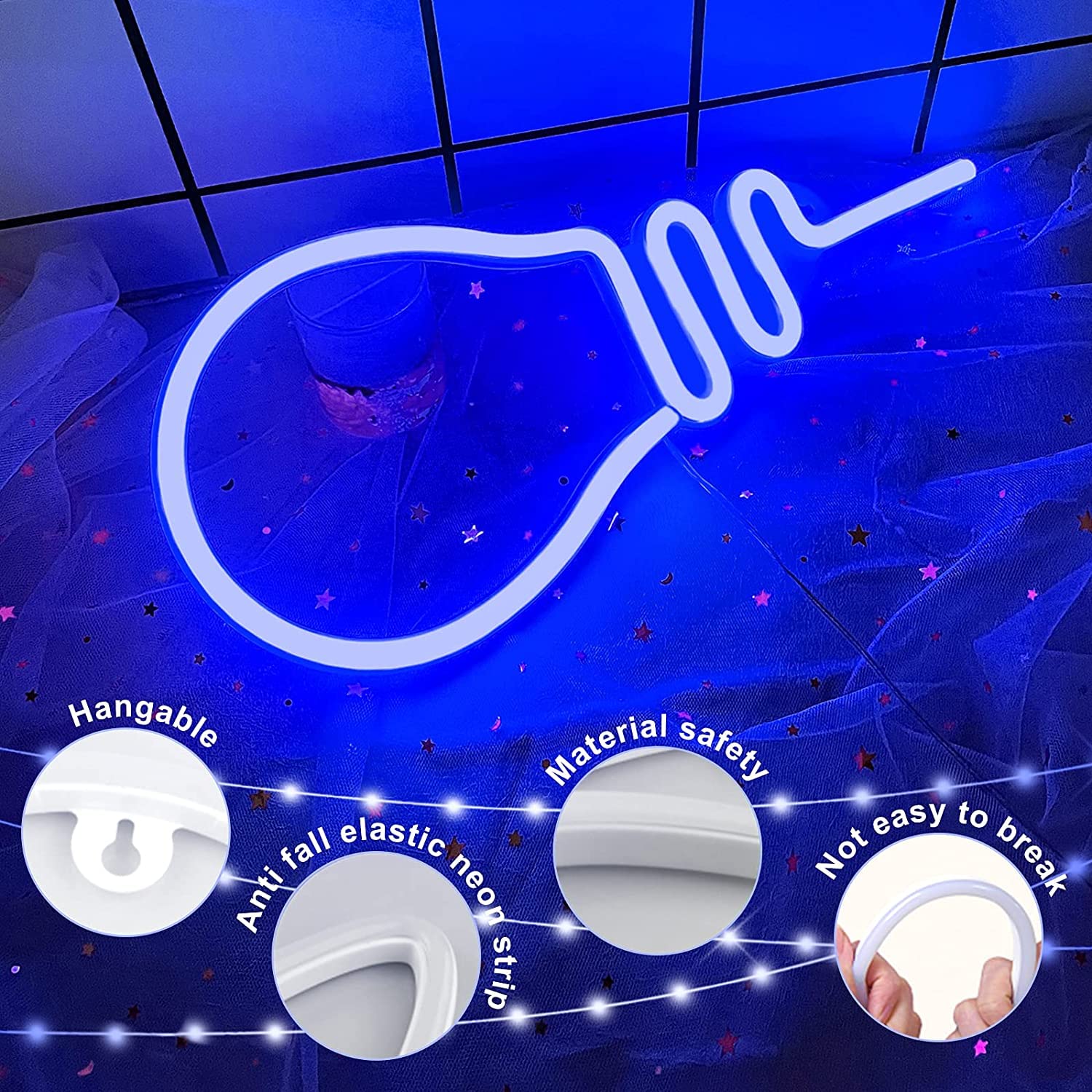 Łańcuch świetlny LED, neonowe żarówki, oświetlenie ścienne do sypialni, dekoracja ścienna, salon, bar, impreza (kolor gorący)