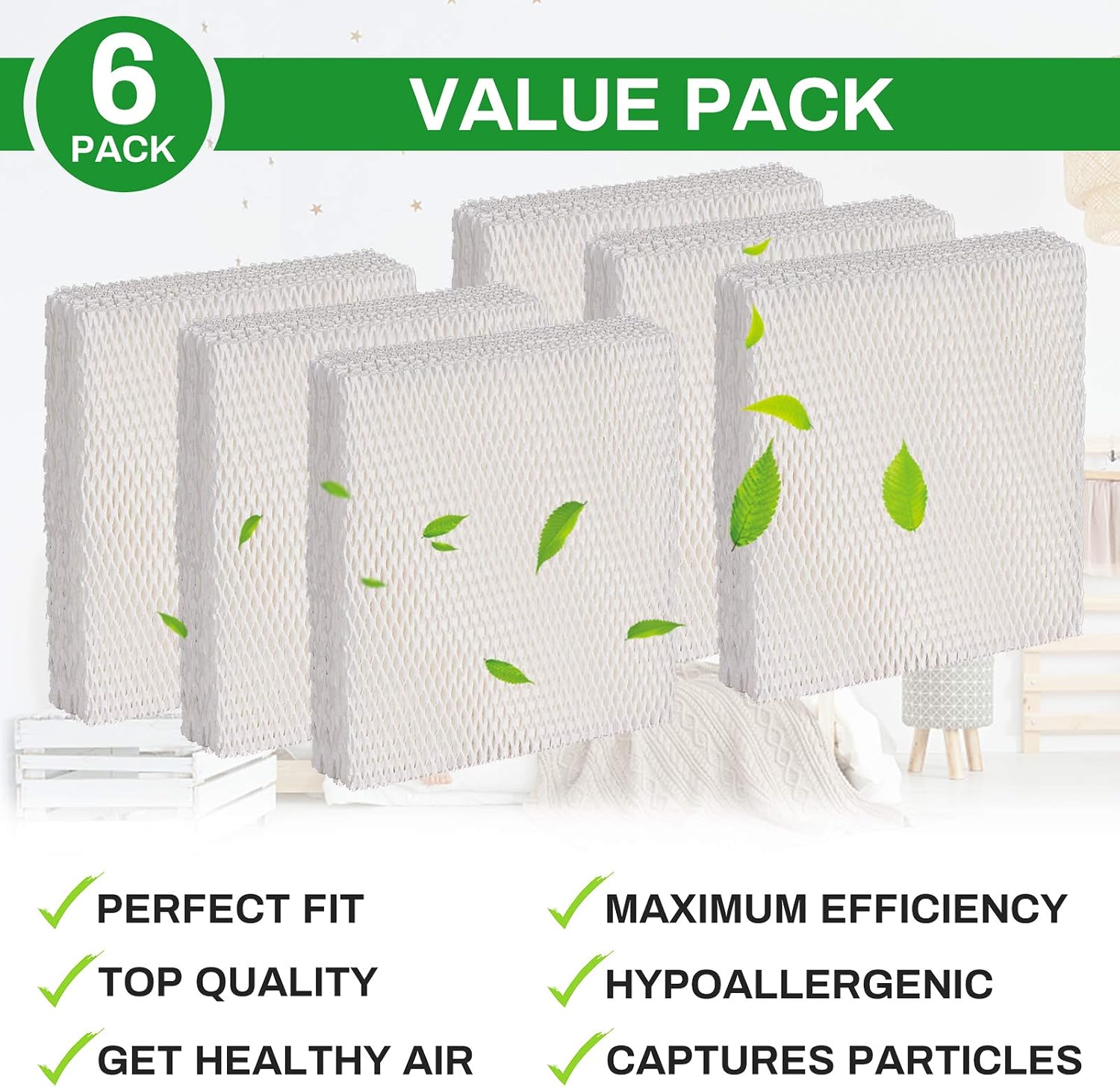 Future Way HFT600 Humidifier Filter T Compatible with Honeywell HEV620 & HEV615 Series Humidifiers, 6-Pack