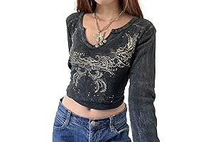 Y2K Floral Long Sleeve Crop Top Aesthetic Harajuku T-Shirts
