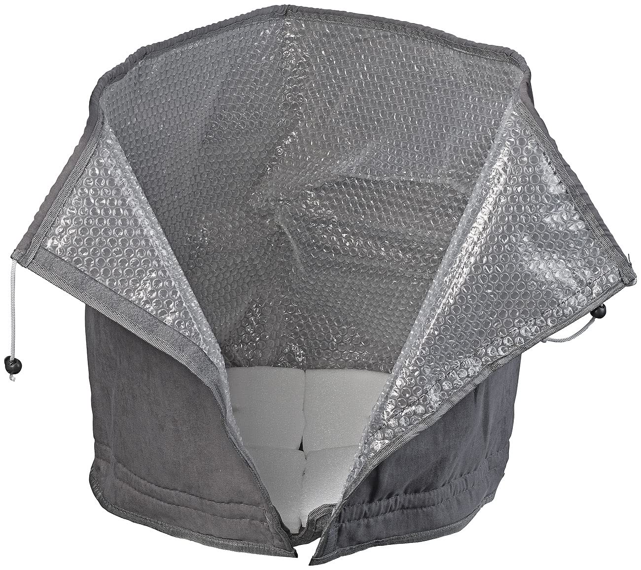 Royal Gardineer Abdeckhaube: 2er Set XL-Thermo-Topfschutz für Pflanzen,70x65cm,Drainage,anthrazit (Kübel Winterschutz, Frostschutzvliese, Gewächshaus)