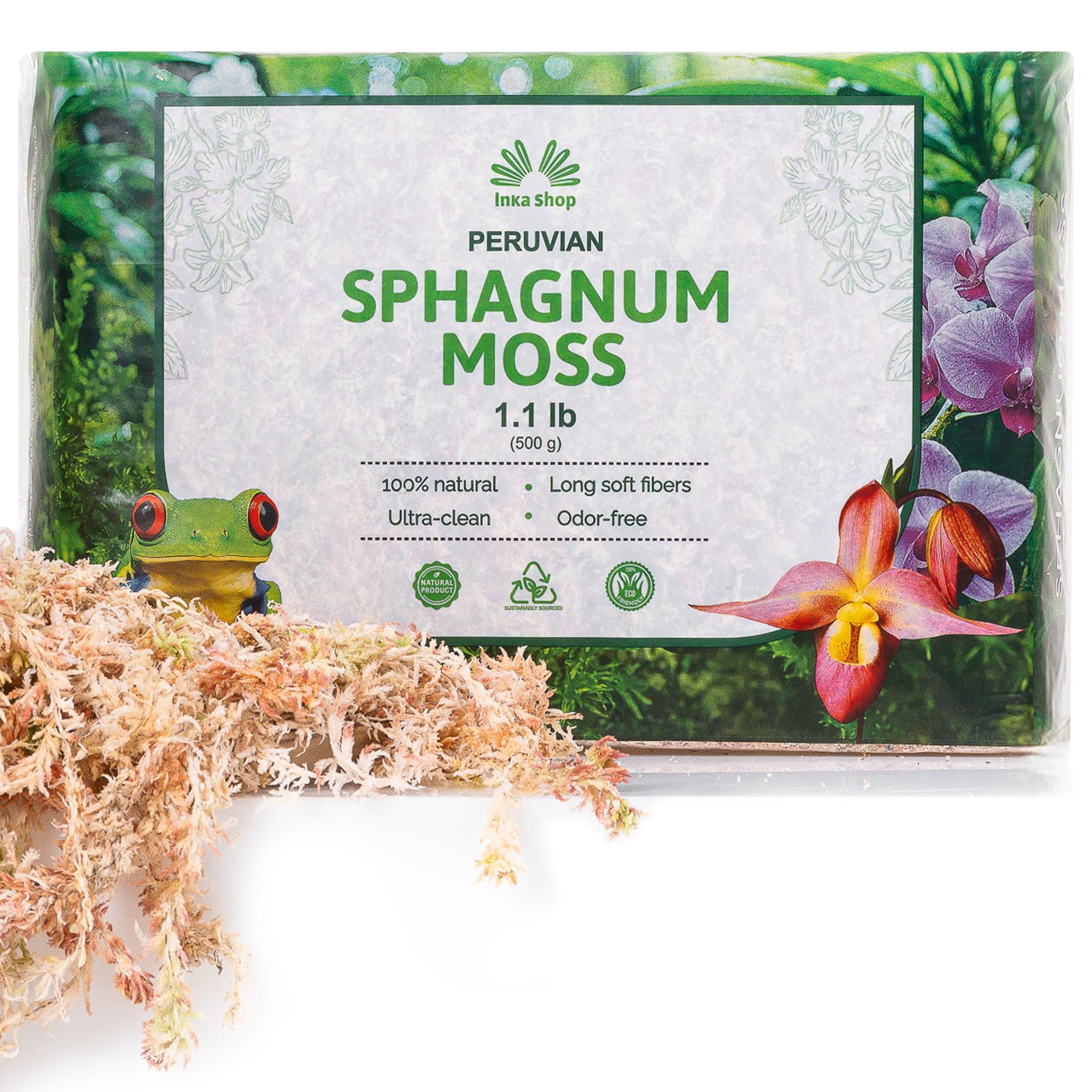 Inkashop Long Fiber Sphagnum Moss for Orchids and Carnivorous Plants 1.1lb