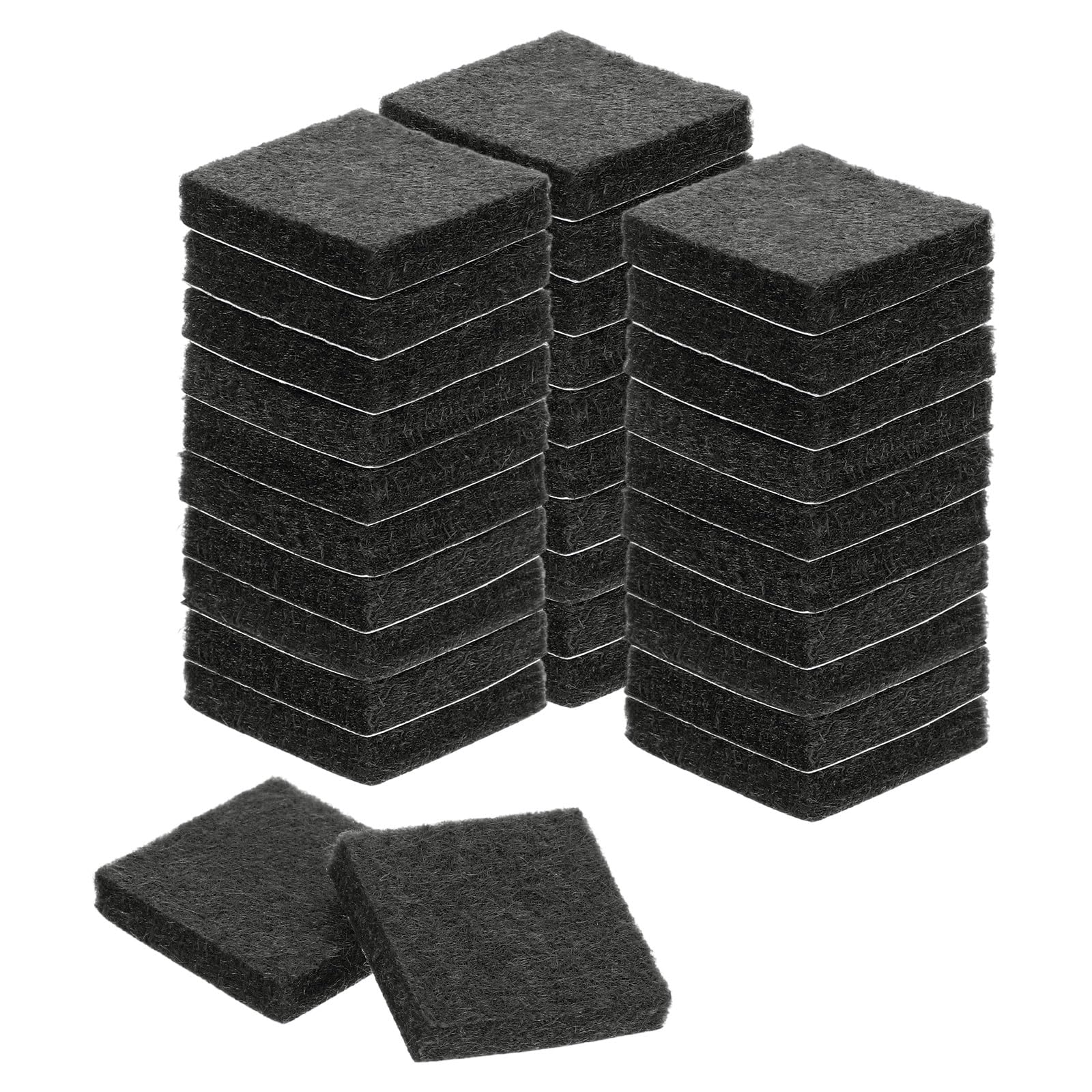 sourcing map Felt Furniture Pads, 32Pcs 1.18" x 1.18" Adhesive Backed Felt Non-slip Anti-scratch Chair Leg Protectors for Protecting Hardwood Floor, Black