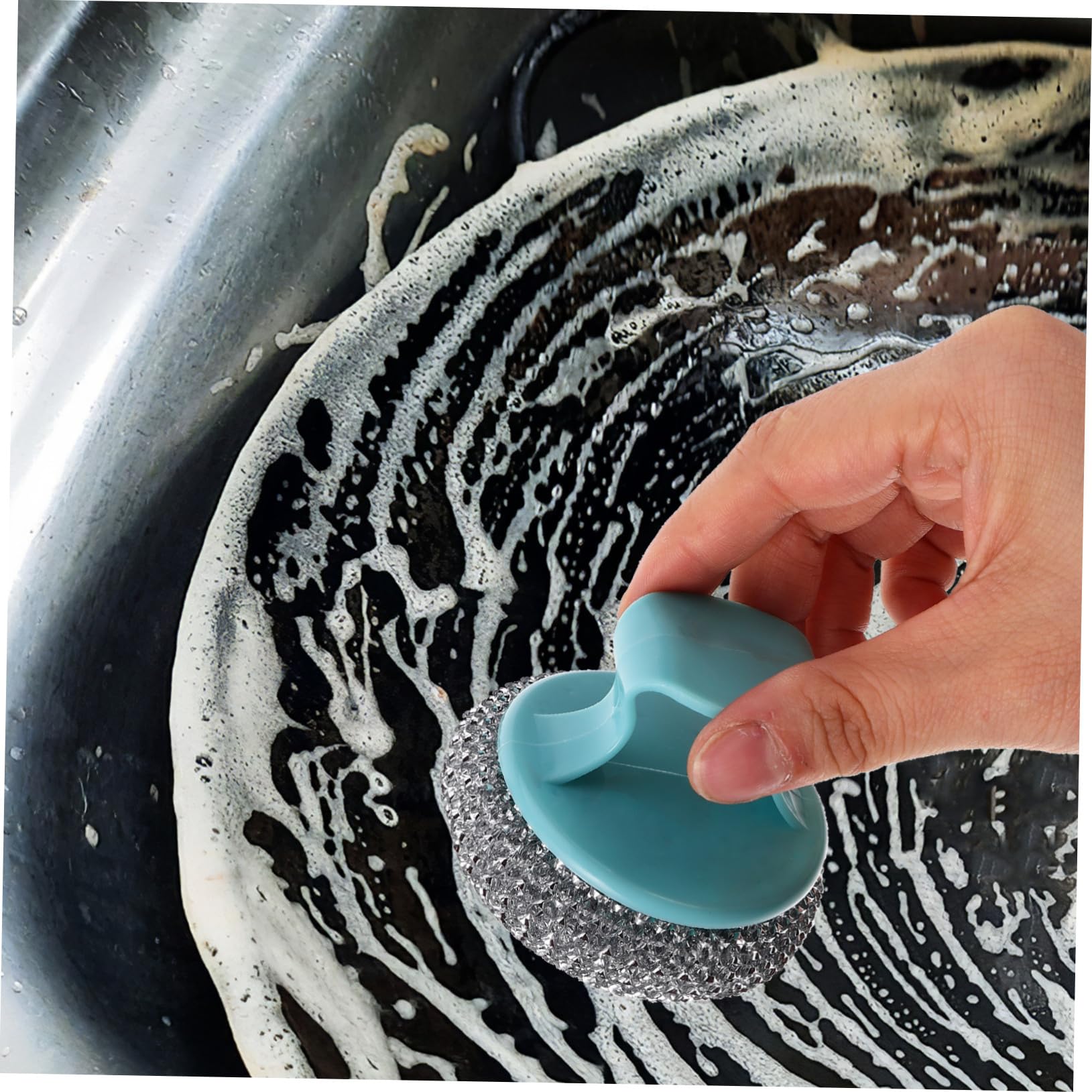 30 Piezas Estropajo de Acero Inoxidable con Mango Desmontable para Limpieza de Ollas y Sartenes Resistente y Ergonómico para Cocina Doméstica y Profesional Paquete de Unidades
