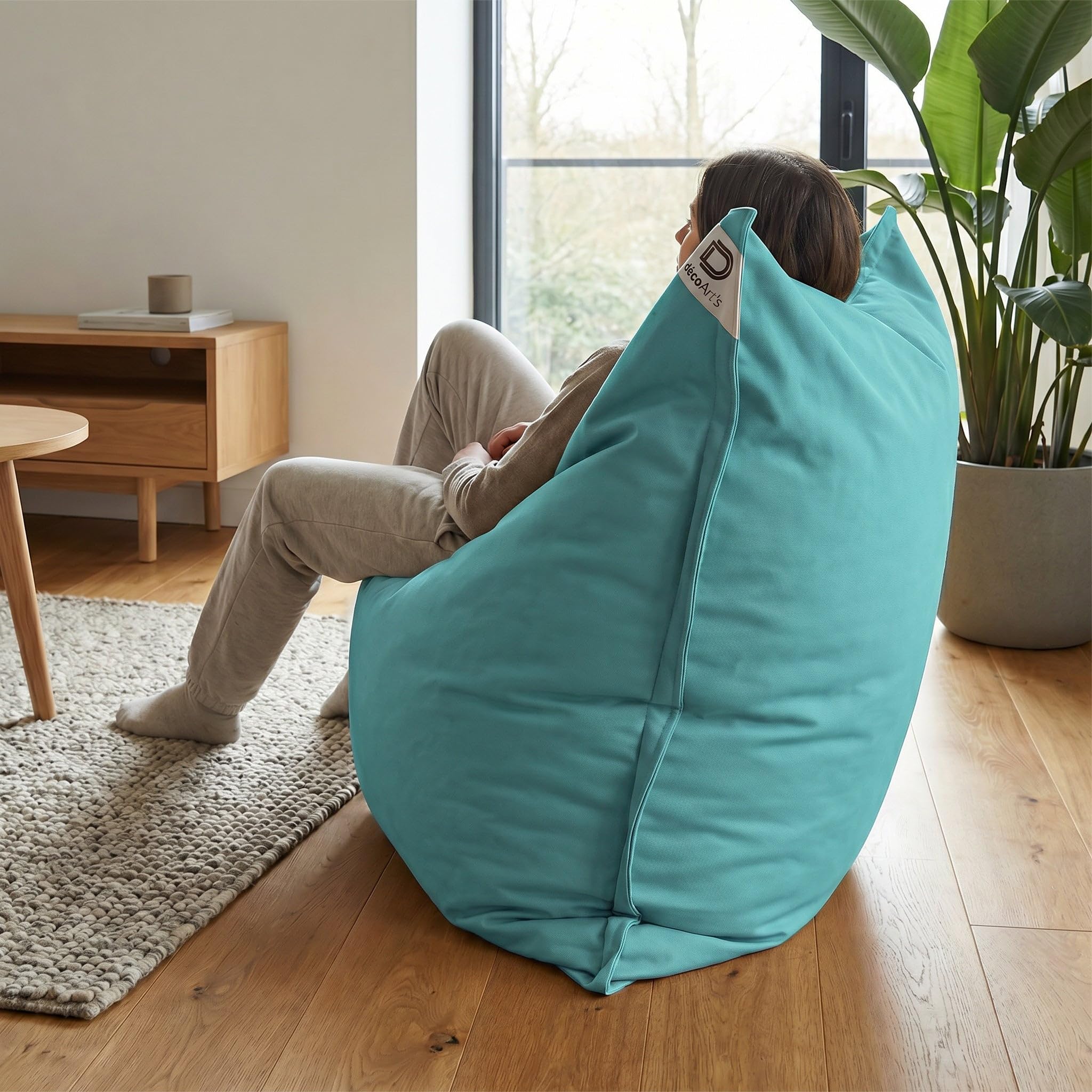 Fodera per pouf gigante XXL 180 x 140 cm blu caraibico resistente ai raggi UV sfoderabile