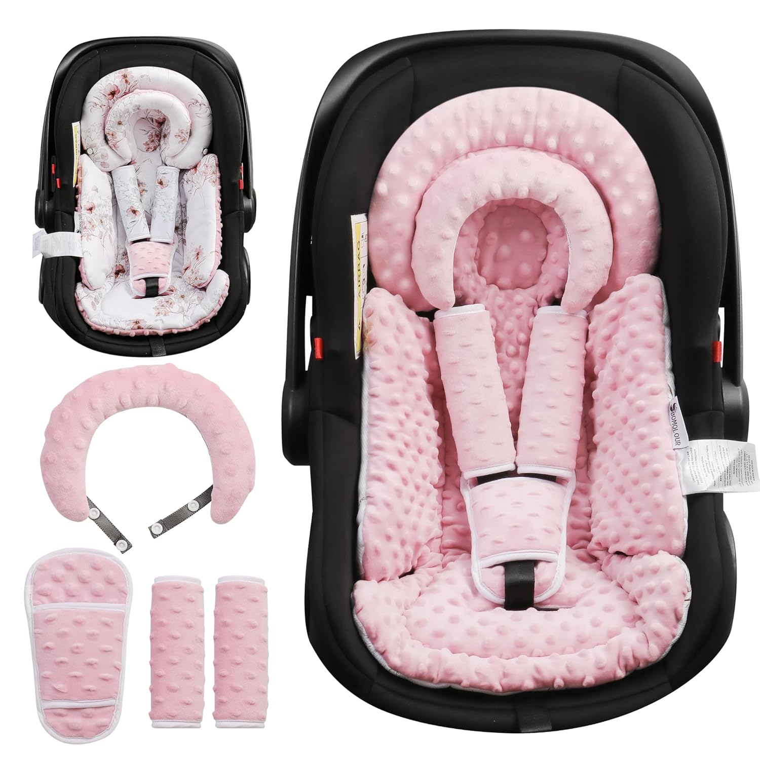 Infant Car Seat Insert with Removable Cushion for Baby Preemie Newborn Infant, Reversible carseat Insert Head Body Support Fits for Stroller, Baby Swing, Rocker, Bouncer, Bassinet – Pink Infant Car Seat Insert with Removable Cushion for Baby Preemie Newborn Infant, Reversible carseat Insert Head Body Support Fits for Stroller, Baby Swing, Rocker, Bouncer, Bassinet – Pink