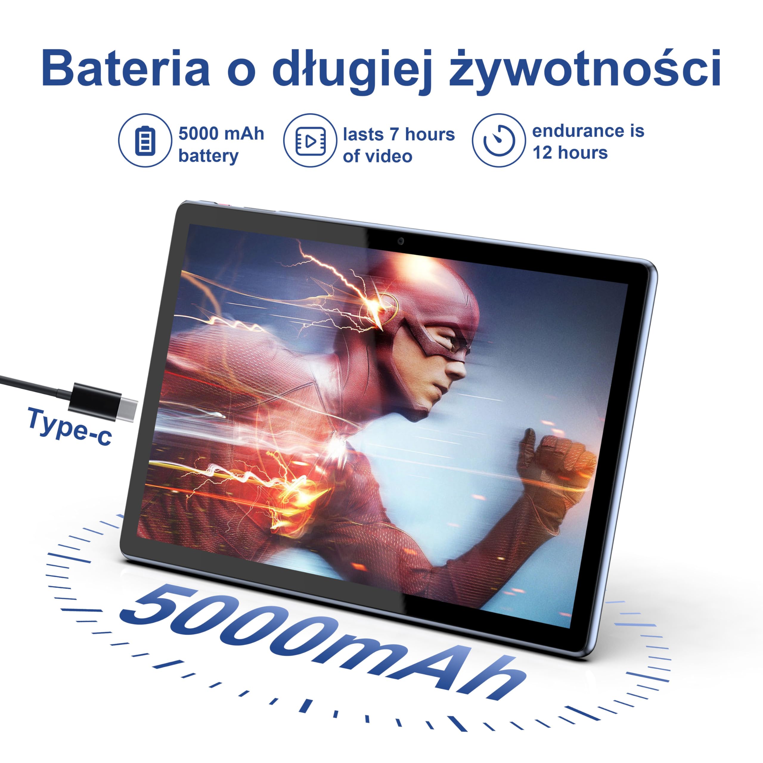 Smartpad A40 Tablet 10.1 calowe tablety Android 14 z etui, 6+64GB ROM Quad-Core Processor 5000mAh bateria, 1280x800 IPS HD ekran dotykowy 5MP+8MP kamera, Bluetooth, WiFi, tablet