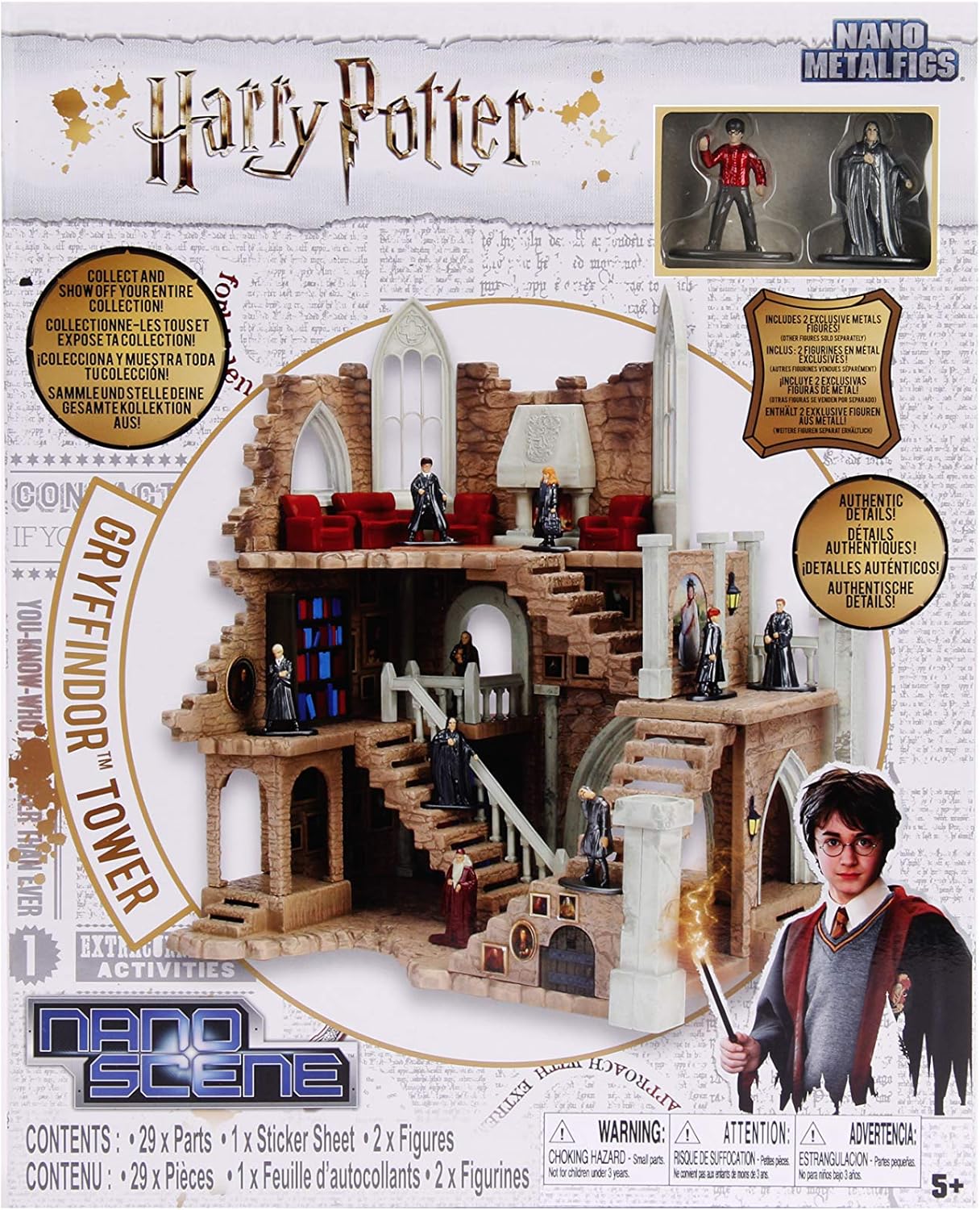 Nano Metalfigs Nanoscene Harry Potter Gryffindor Tower Collectors Environment with 2 Exclusive Figures (32 Piece)