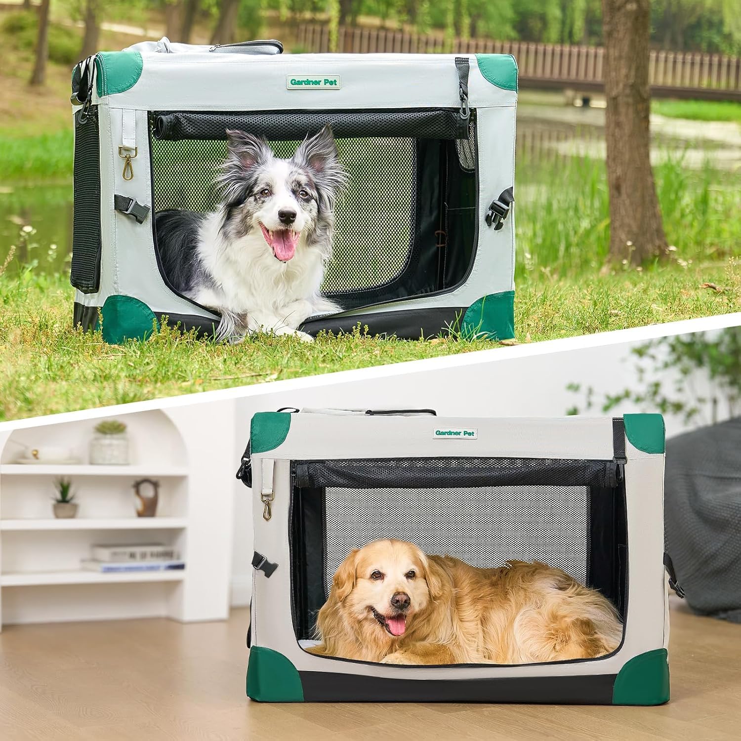 Gardner Pet Hundebox faltbar, Grau, 76x53x53cm, Katzen & Hunde bis 23 kg | Hundetransportbox mit Tragegriffen, Mit Decke, Für Katzen & Hunde bis 23 kg, Mit Aufbewahrungstasche