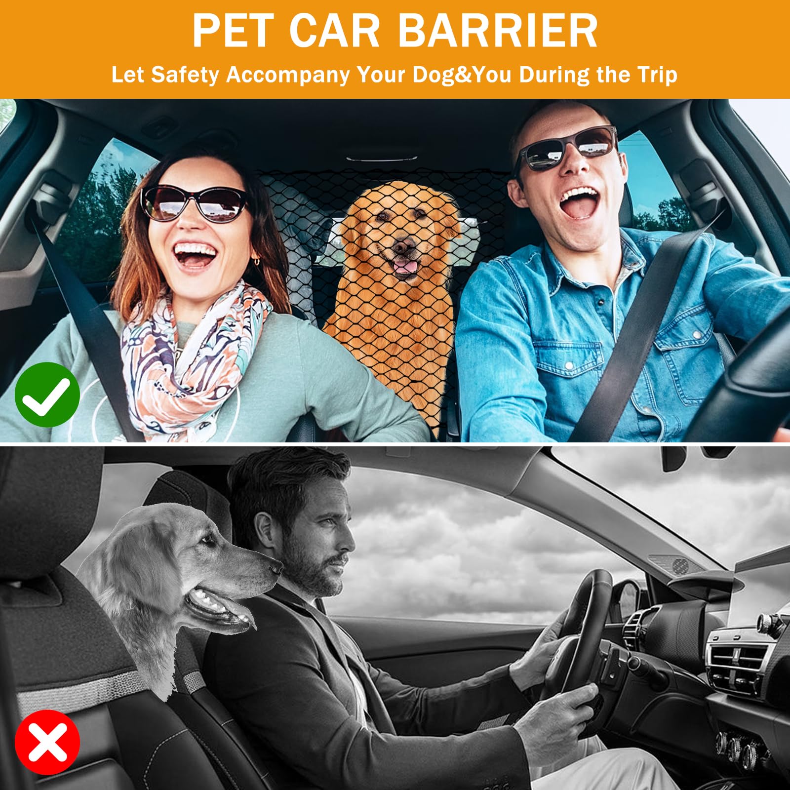 Barriera Protettiva per Auto per Cani, Rete Auto per Cani Bagagliaio, Divisorio Auto per Cani, Cancello Divisorio per Guidare in Sicurezza con Bambini e Animali Domestici