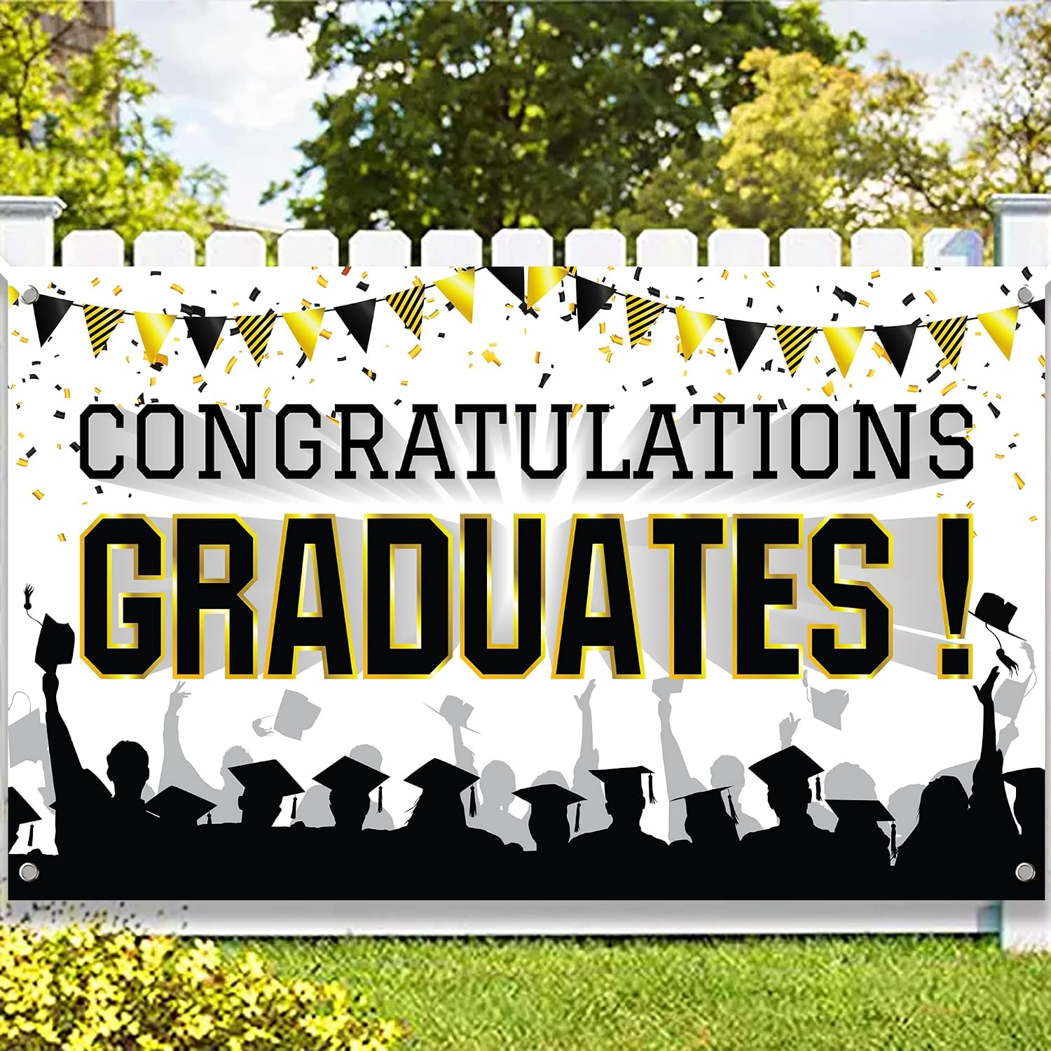 KatchOn, Congratulations Graduates Banner - 72x44 Inch | Large Congratulations Banner for Congratulations Graduates Decorations | Congrats Graduates Banner, Black and White Graduation Decorations 2023