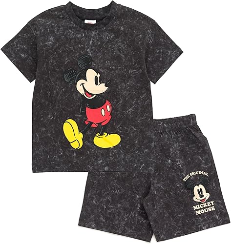 Disney Mickey Mouse - Conjunto de camiseta y pantalones cortos vintage para niños pequeños a niños grandes (2T - 10-12)