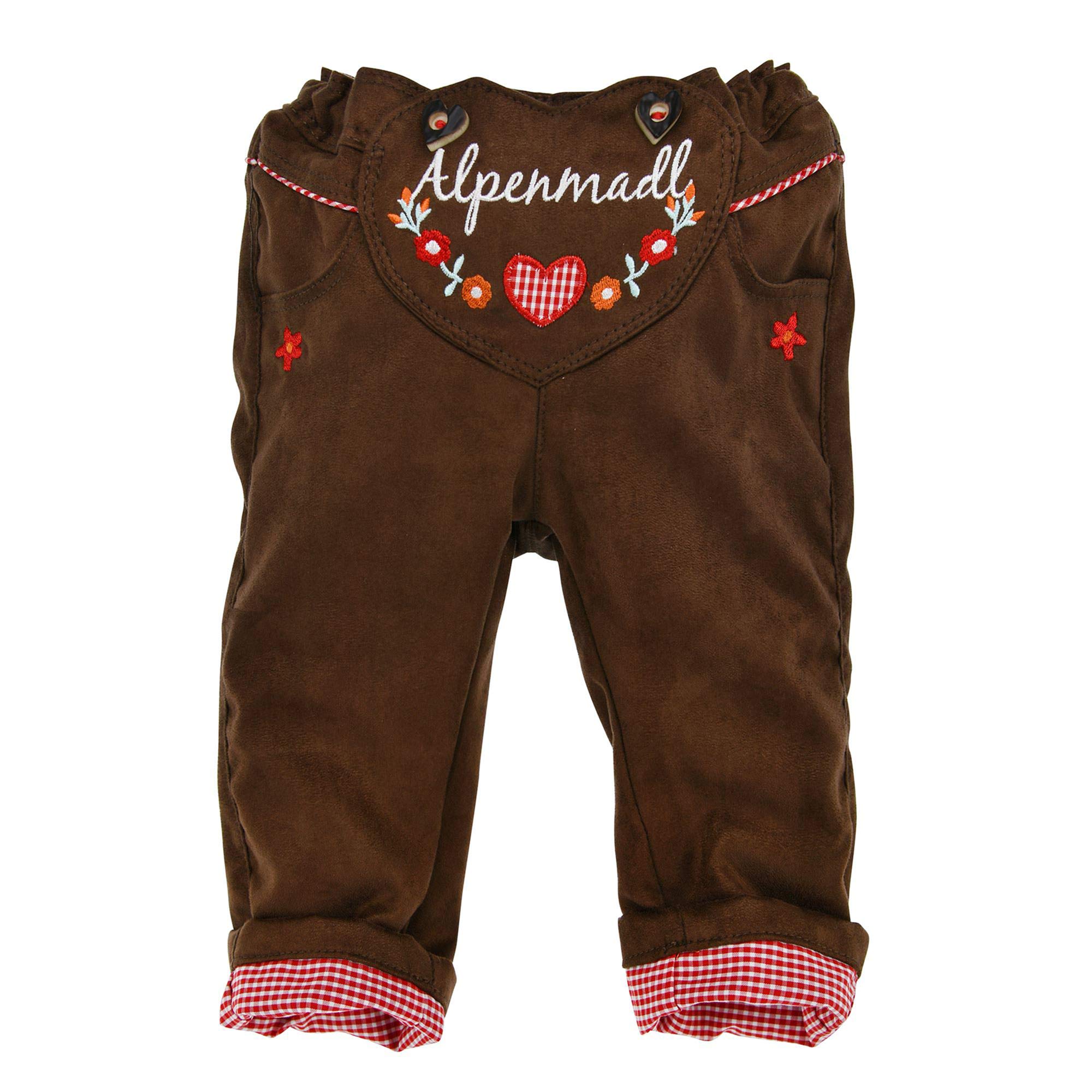 Bondi Baby Kunstlederhose - Braun Mit Trachtenlook Größe 86