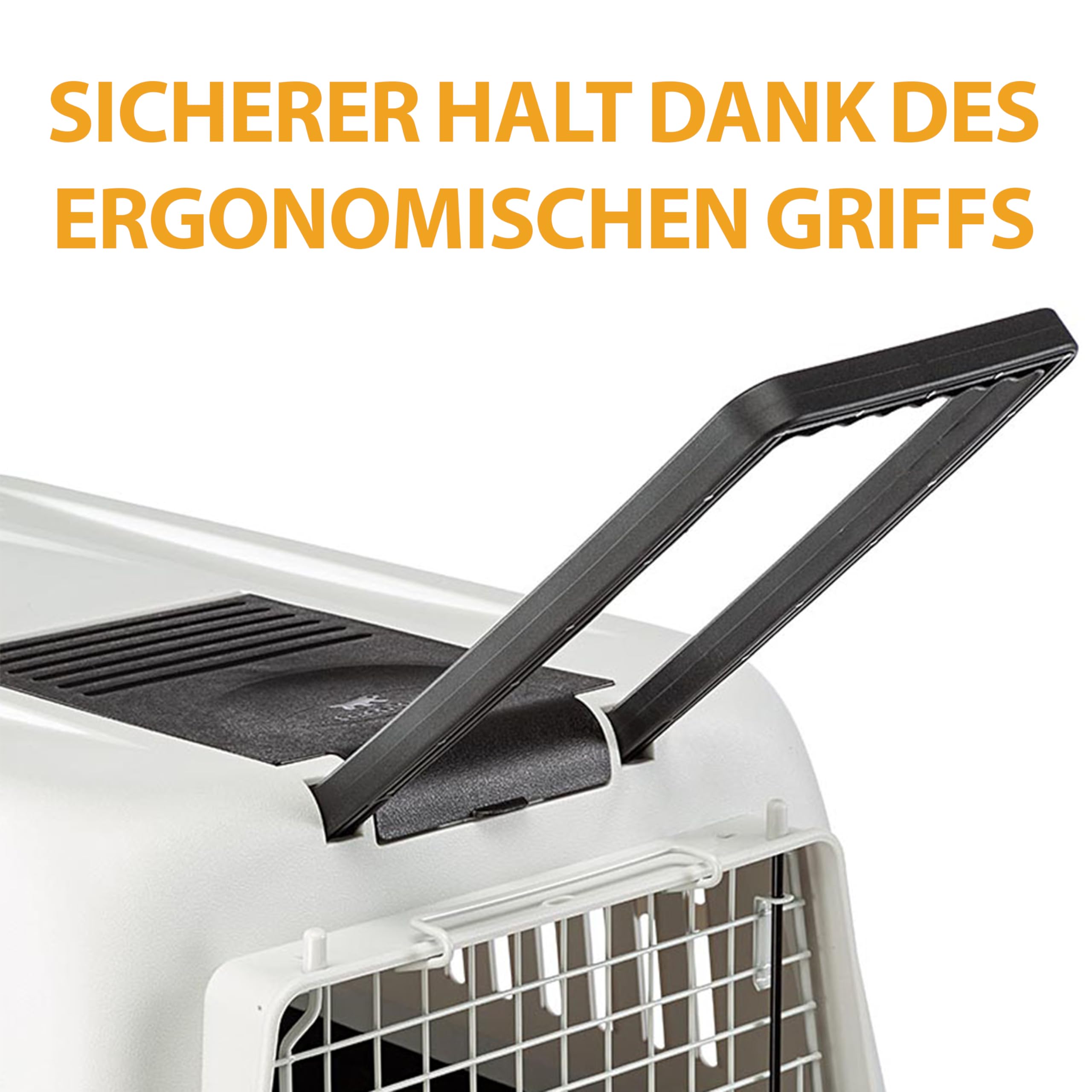 Ferplast Hundetransportbox Transportbox für mittelgroße Hunde Atlas 60, Reisebox für Hunde, Sicherheitsverriegelung, Lüftungsgitter, 61 x 91 x h 68 cm Grau
